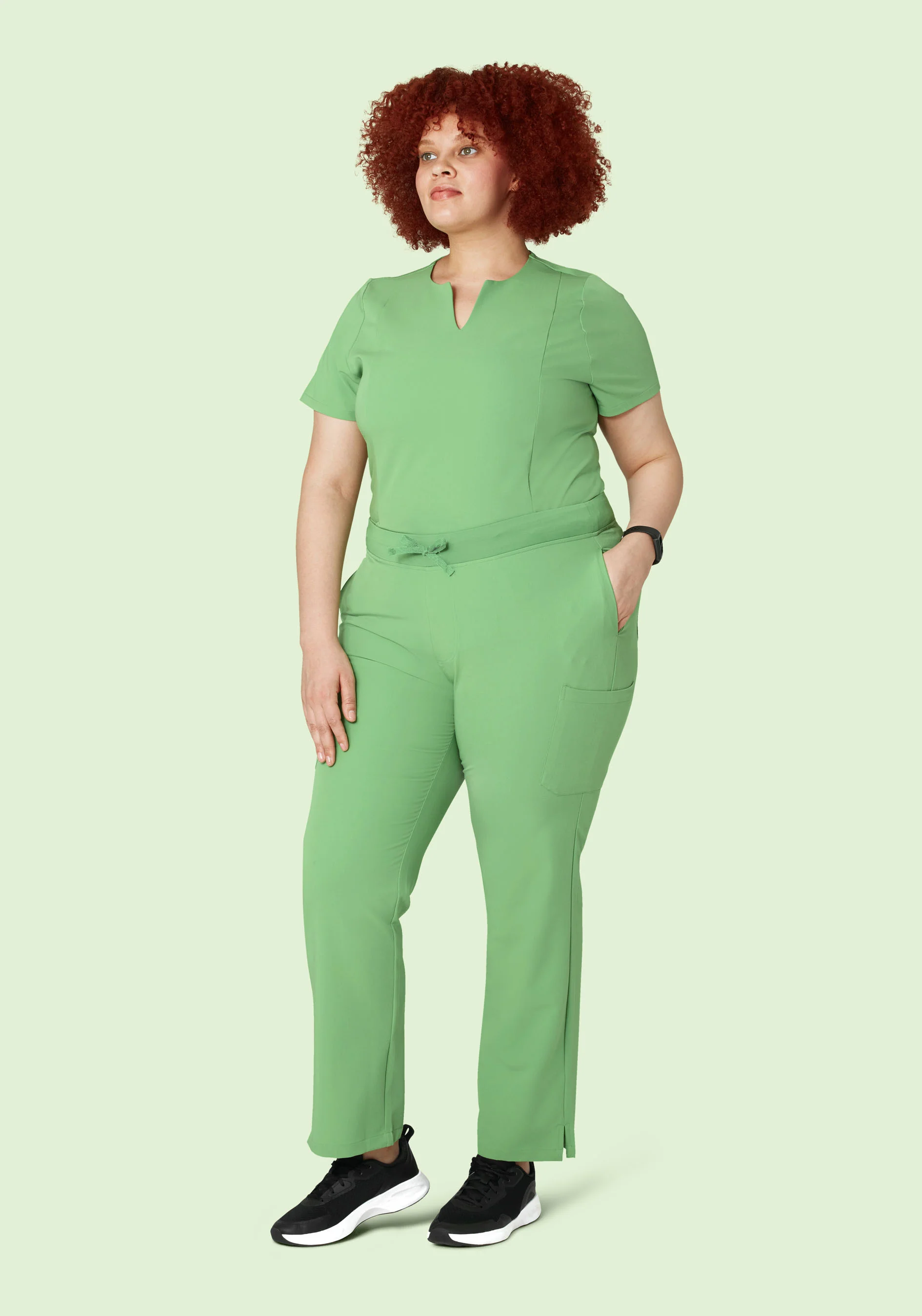 5 Pocket Notch Neck Top Aloe - Image 8