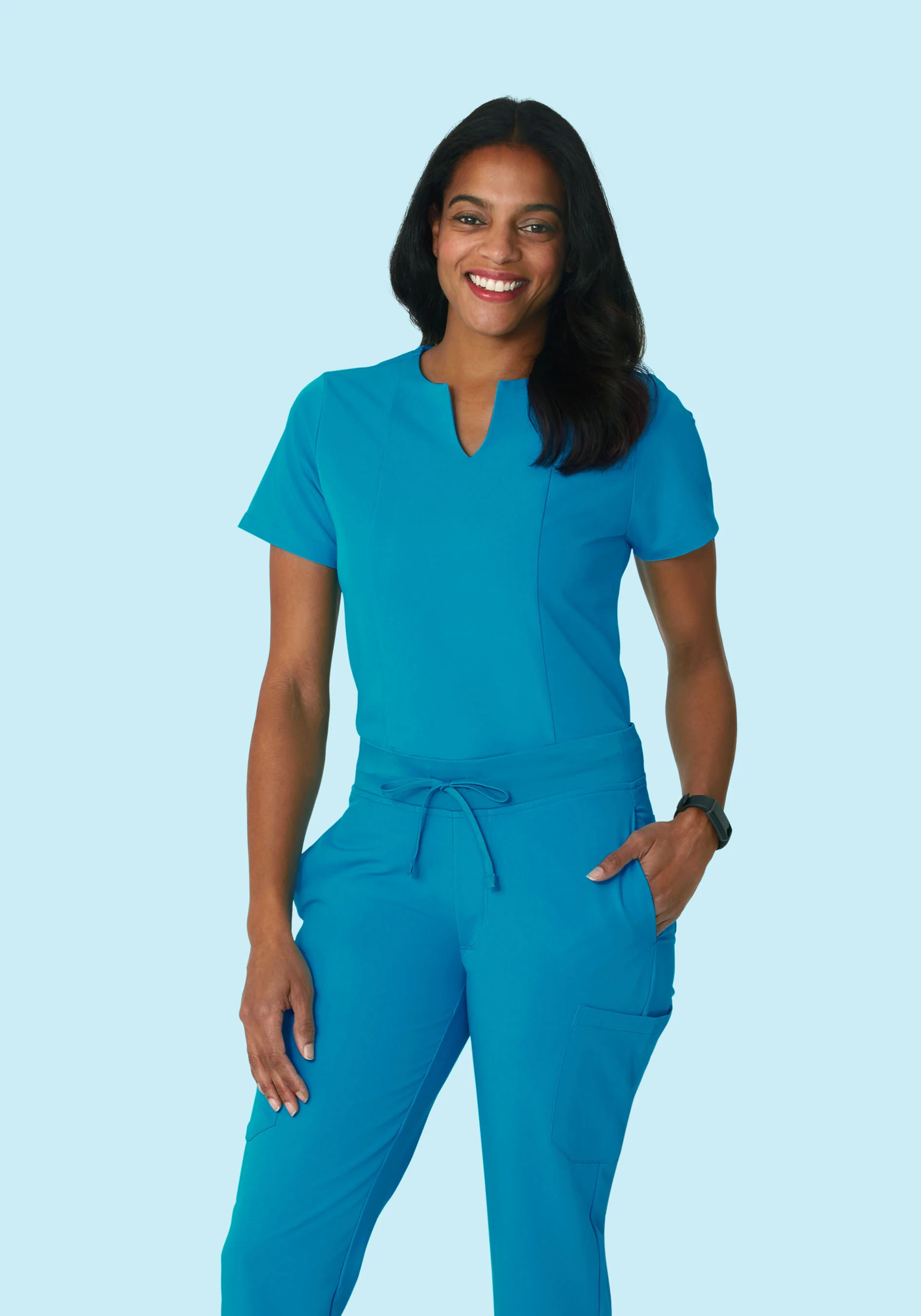 5 Pocket Notch Neck Top Azure - Image 2
