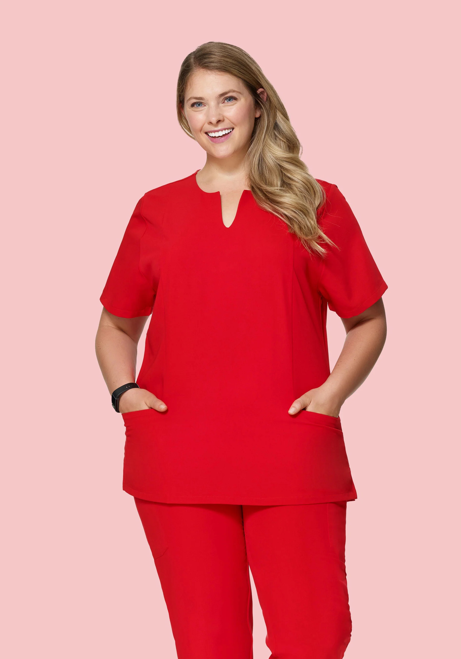 5 Pocket Notch Neck Top Candy Red - Image 3
