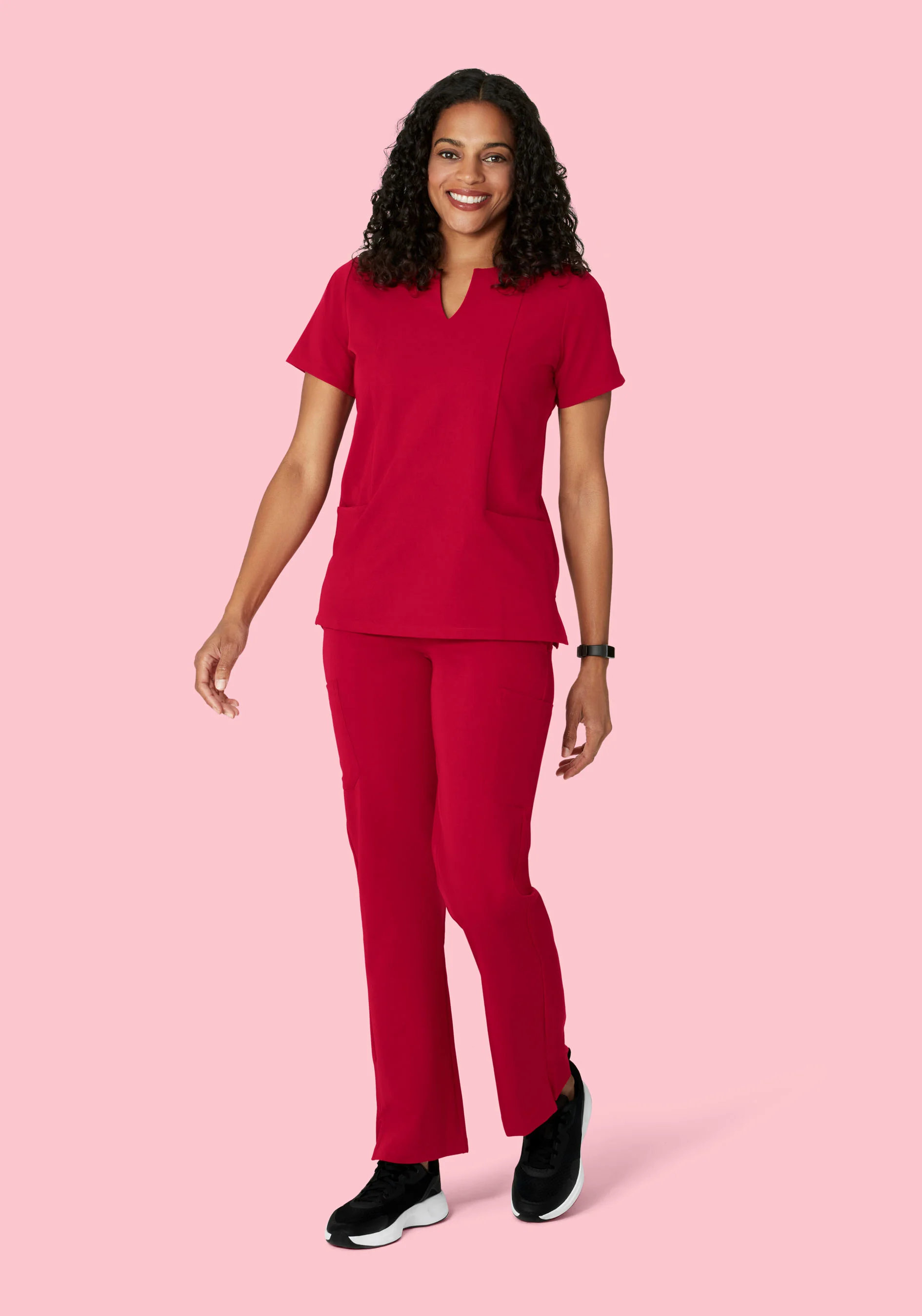 5 Pocket Notch Neck Top Crimson - Image 4