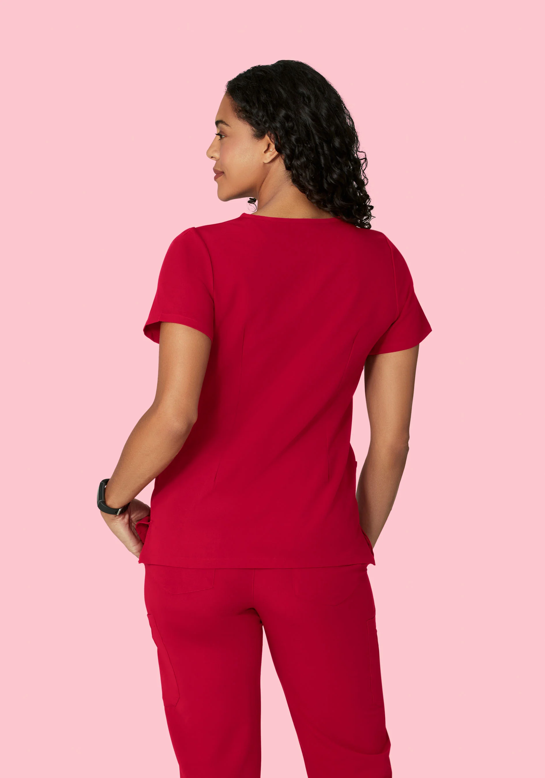 5 Pocket Notch Neck Top Crimson - Image 5