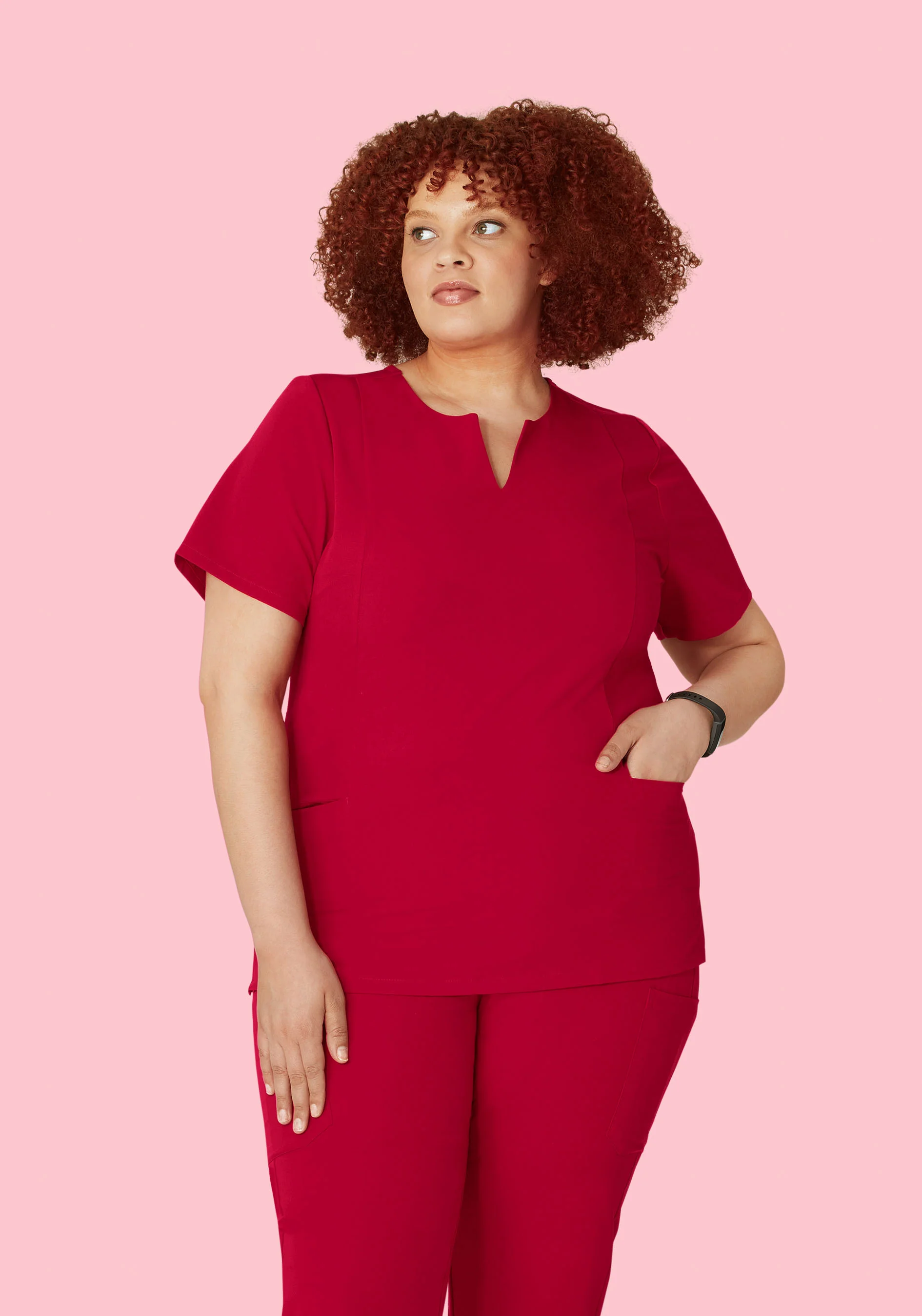 5 Pocket Notch Neck Top Crimson - Image 7