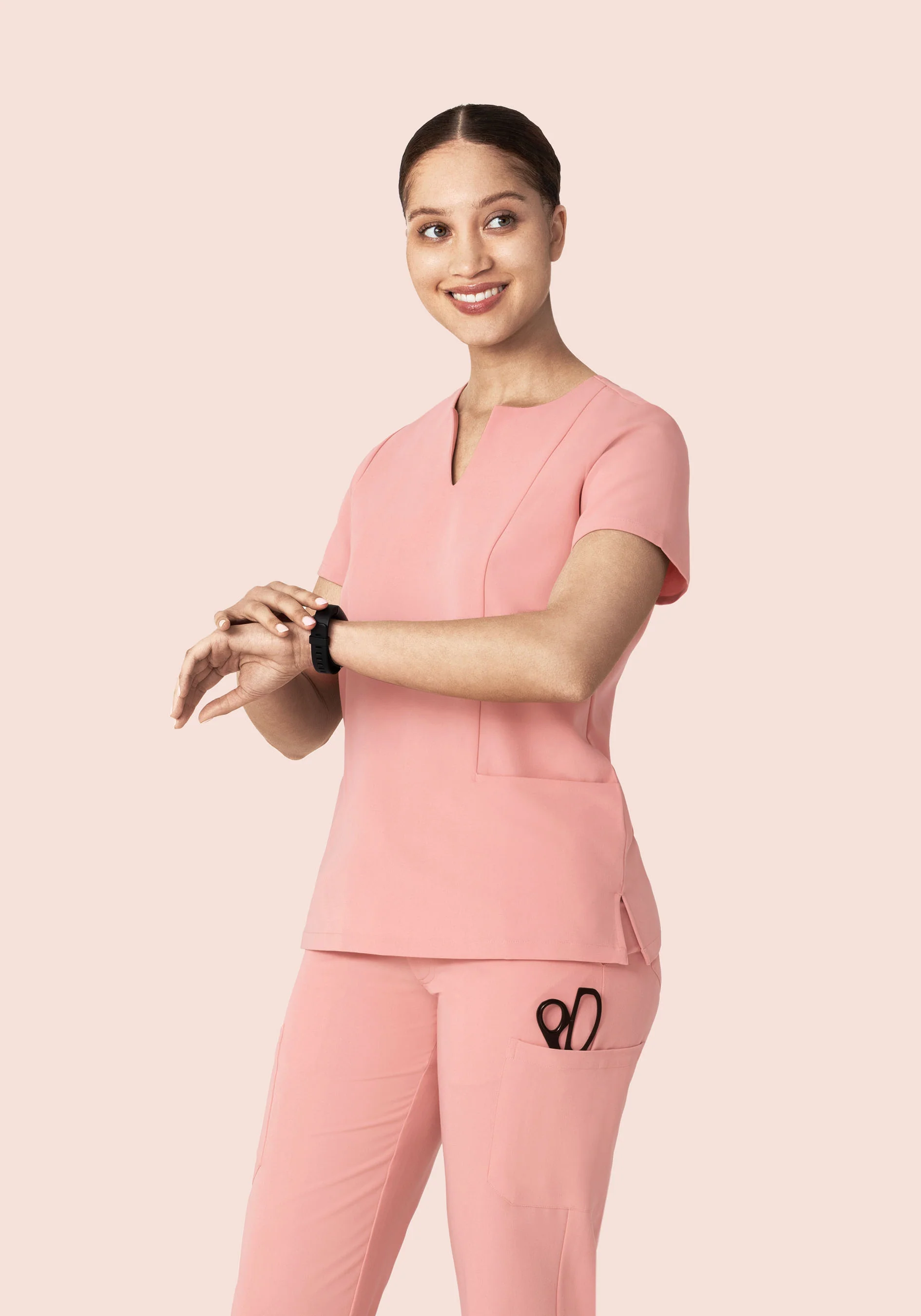 5 Pocket Notch Neck Top Dusty Pink - Image 3