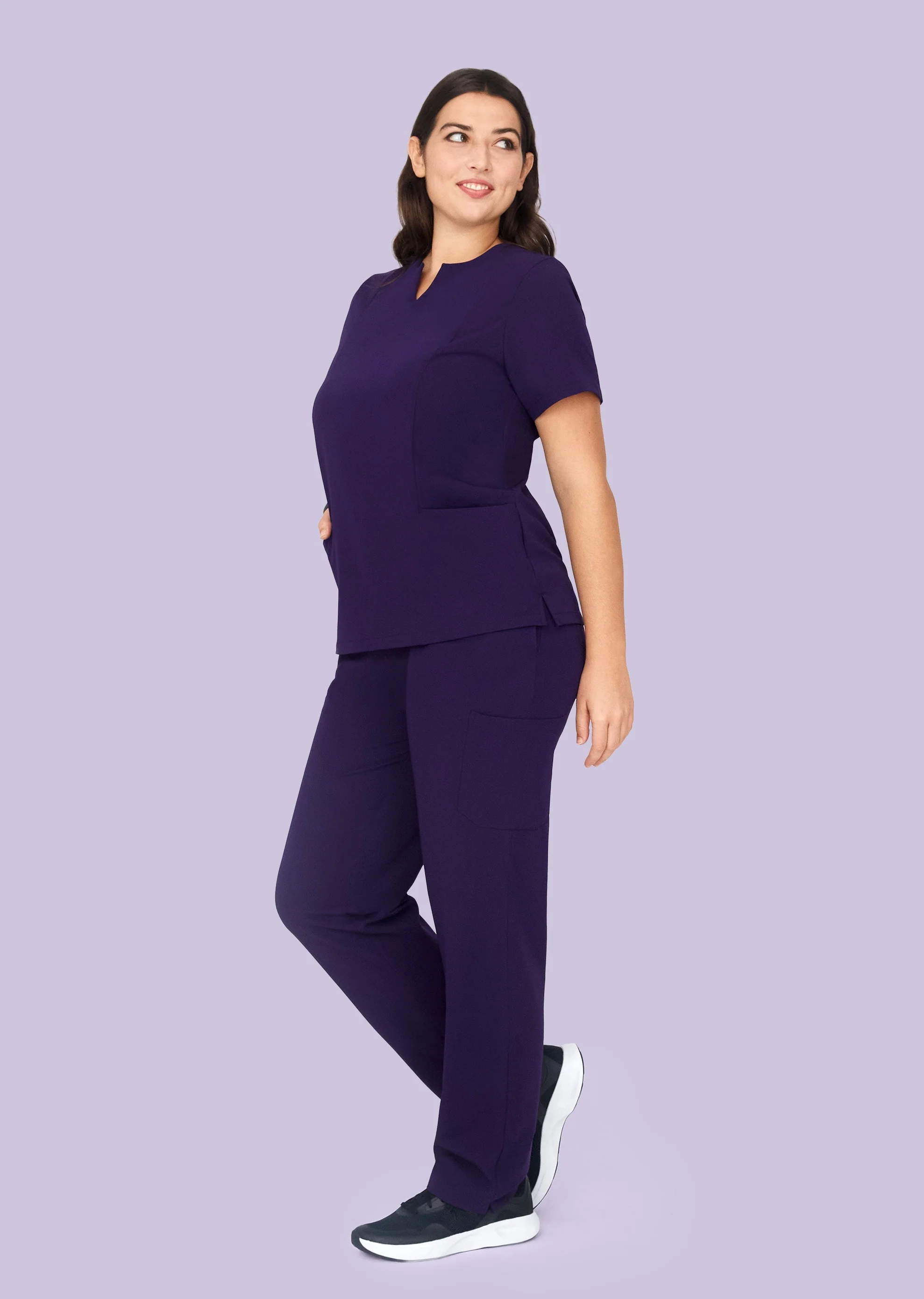 5 Pocket Notch Neck Top Eggplant - Image 6