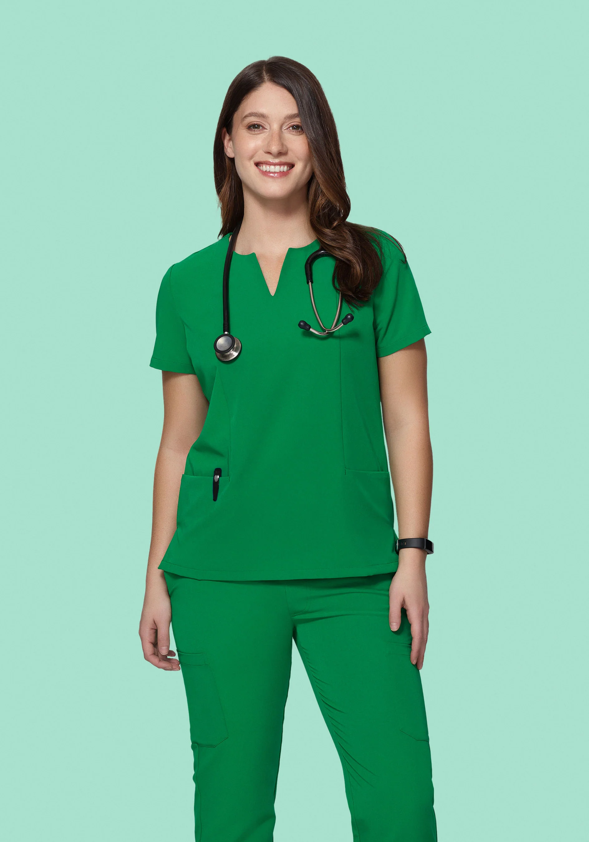 5 Pocket Notch Neck Top Emerald - Image 2