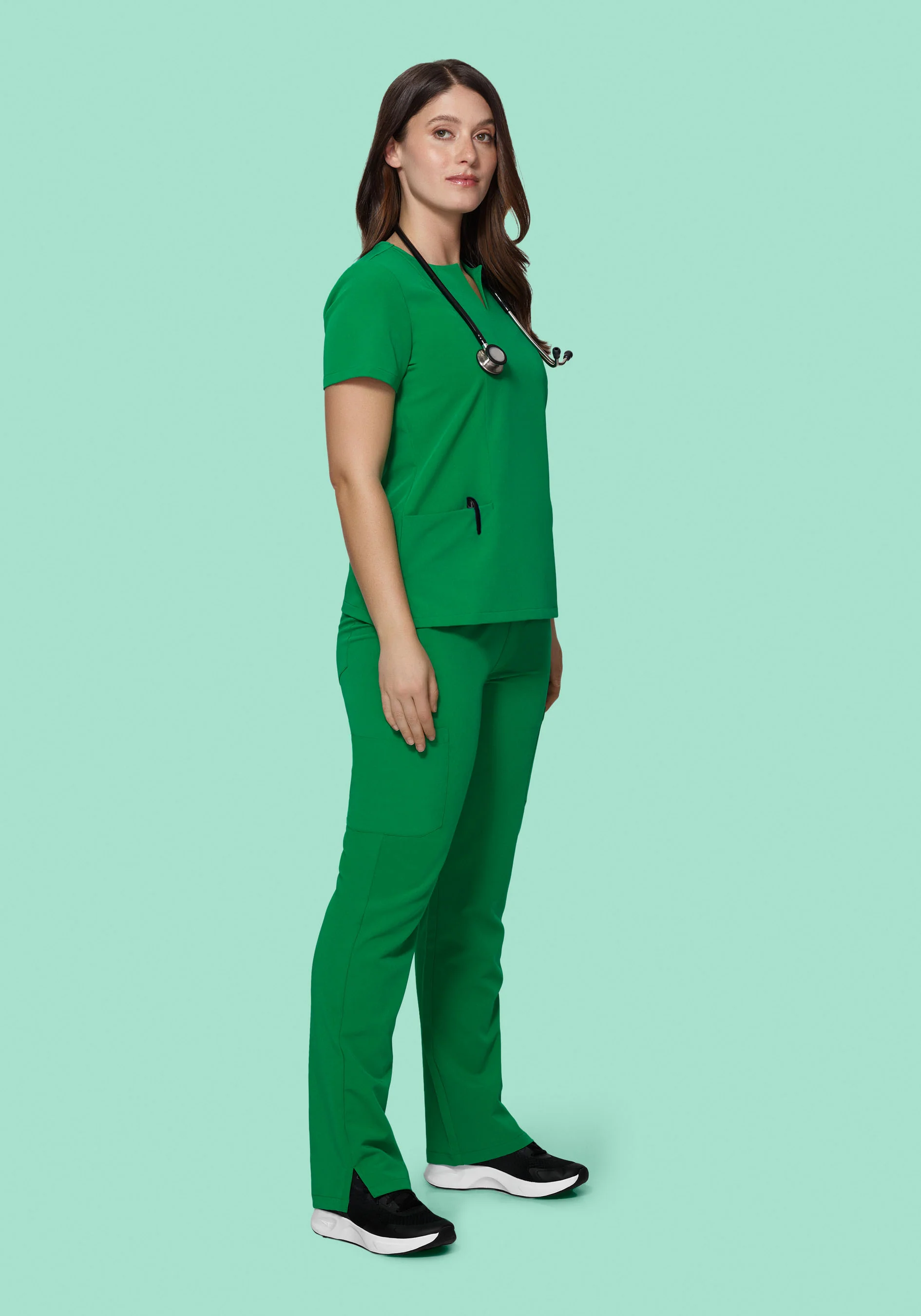 5 Pocket Notch Neck Top Emerald - Image 4