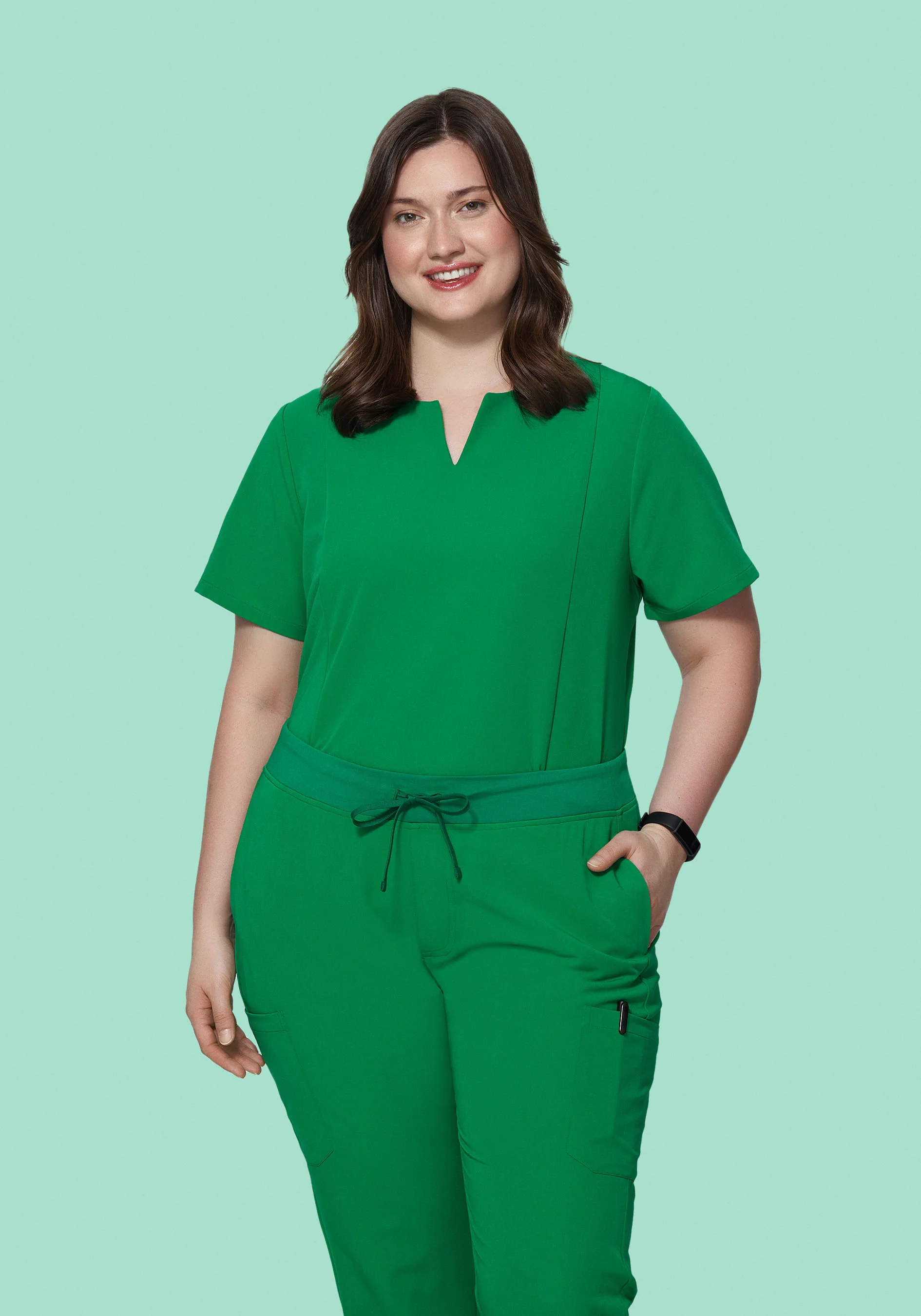 5 Pocket Notch Neck Top Emerald - Image 7
