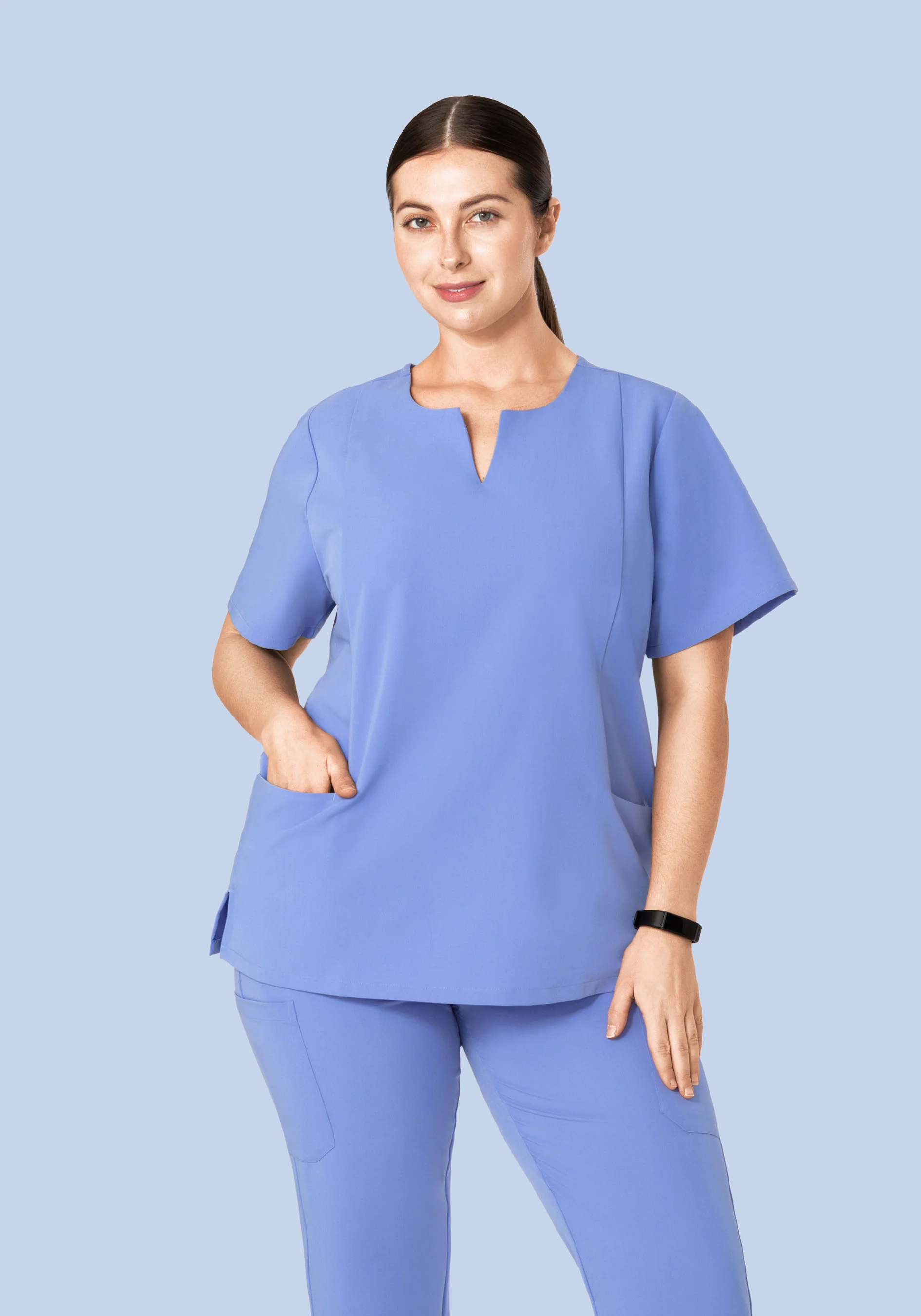 5 Pocket Notch Neck Top French Blue - Image 6