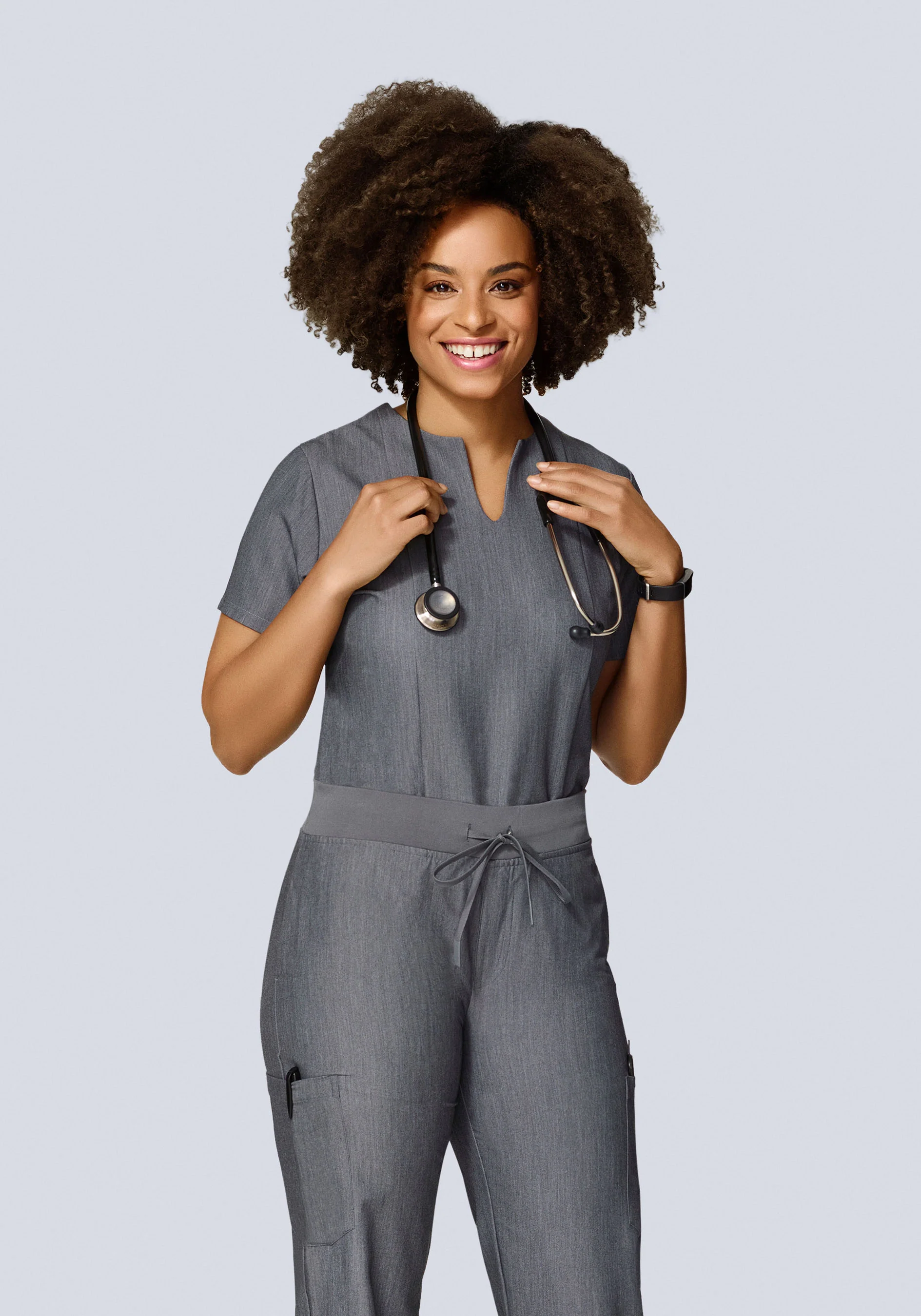5 Pocket Notch Neck Top Gray - Image 2