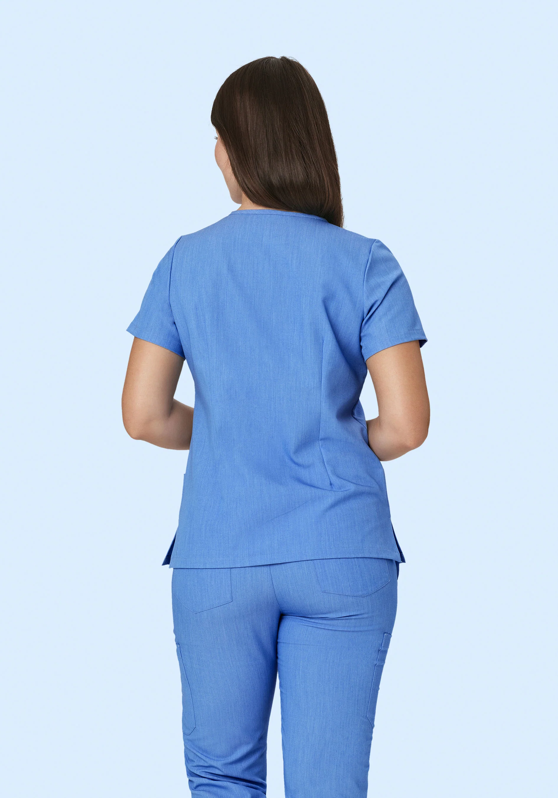 5 Pocket Notch Neck Top Heather Blue - Image 5