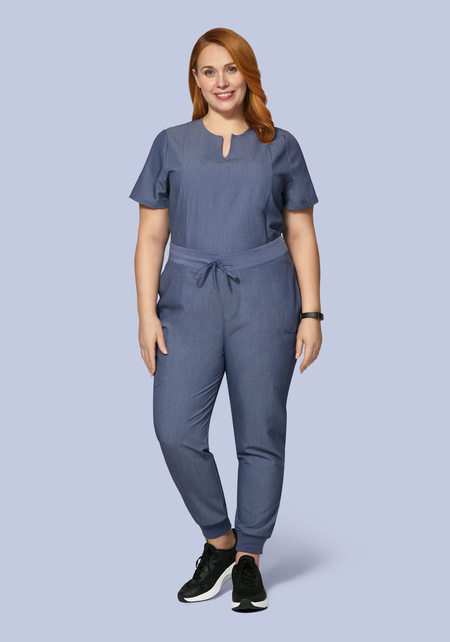 5 Pocket Notch Neck Top Heather Denim - Image 5