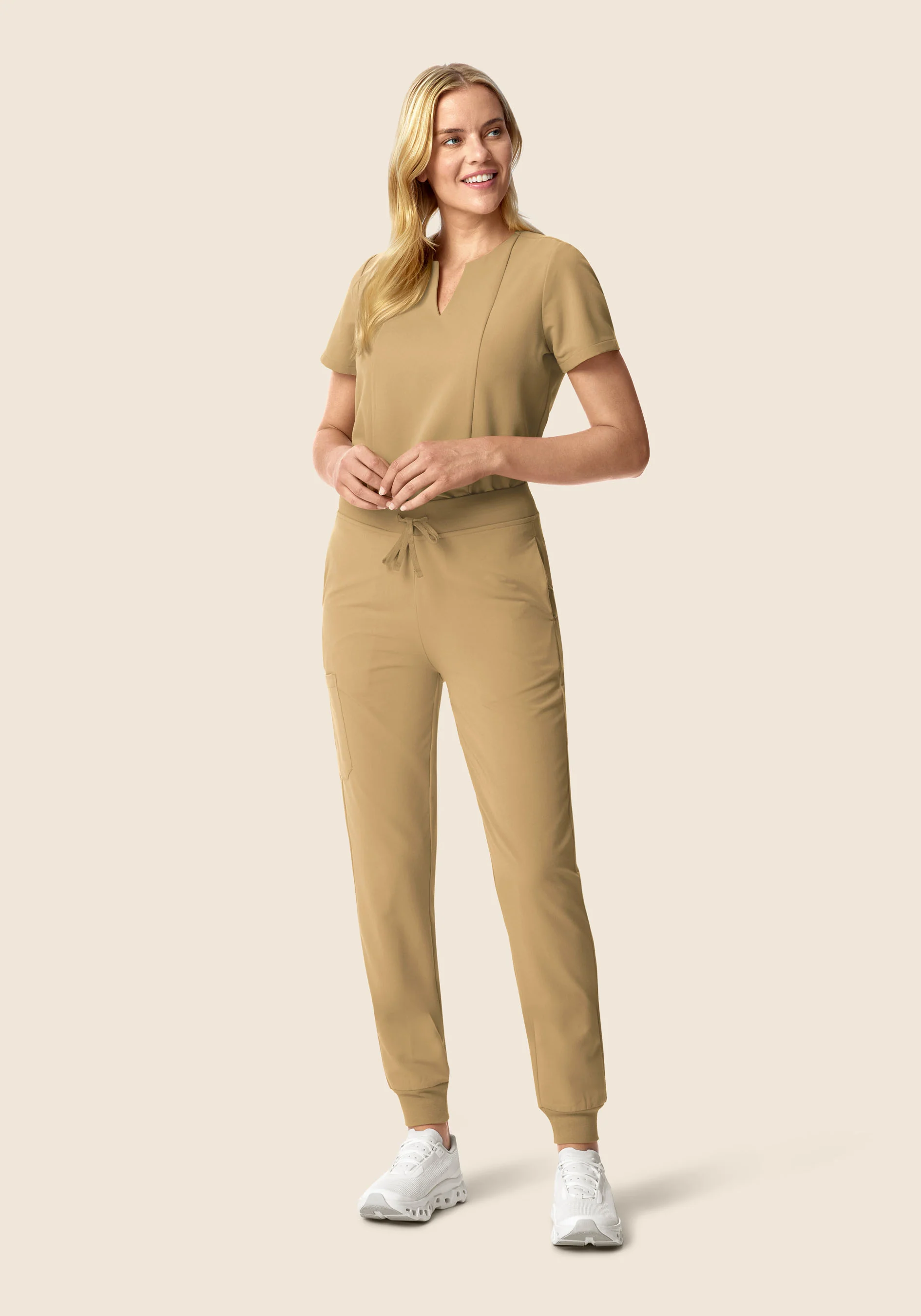 5 Pocket Notch Neck Top Latte - Image 3