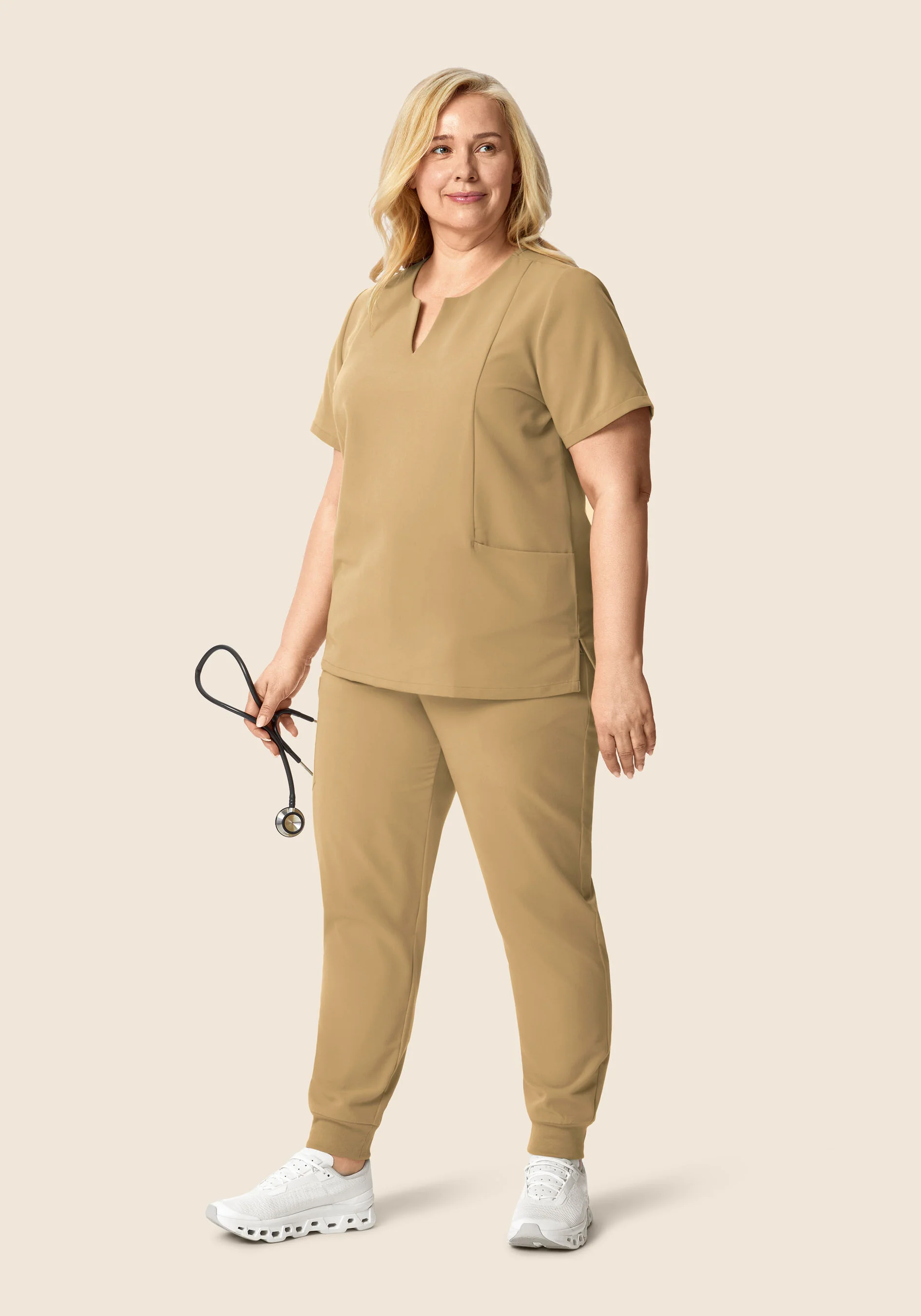 5 Pocket Notch Neck Top Latte - Image 7