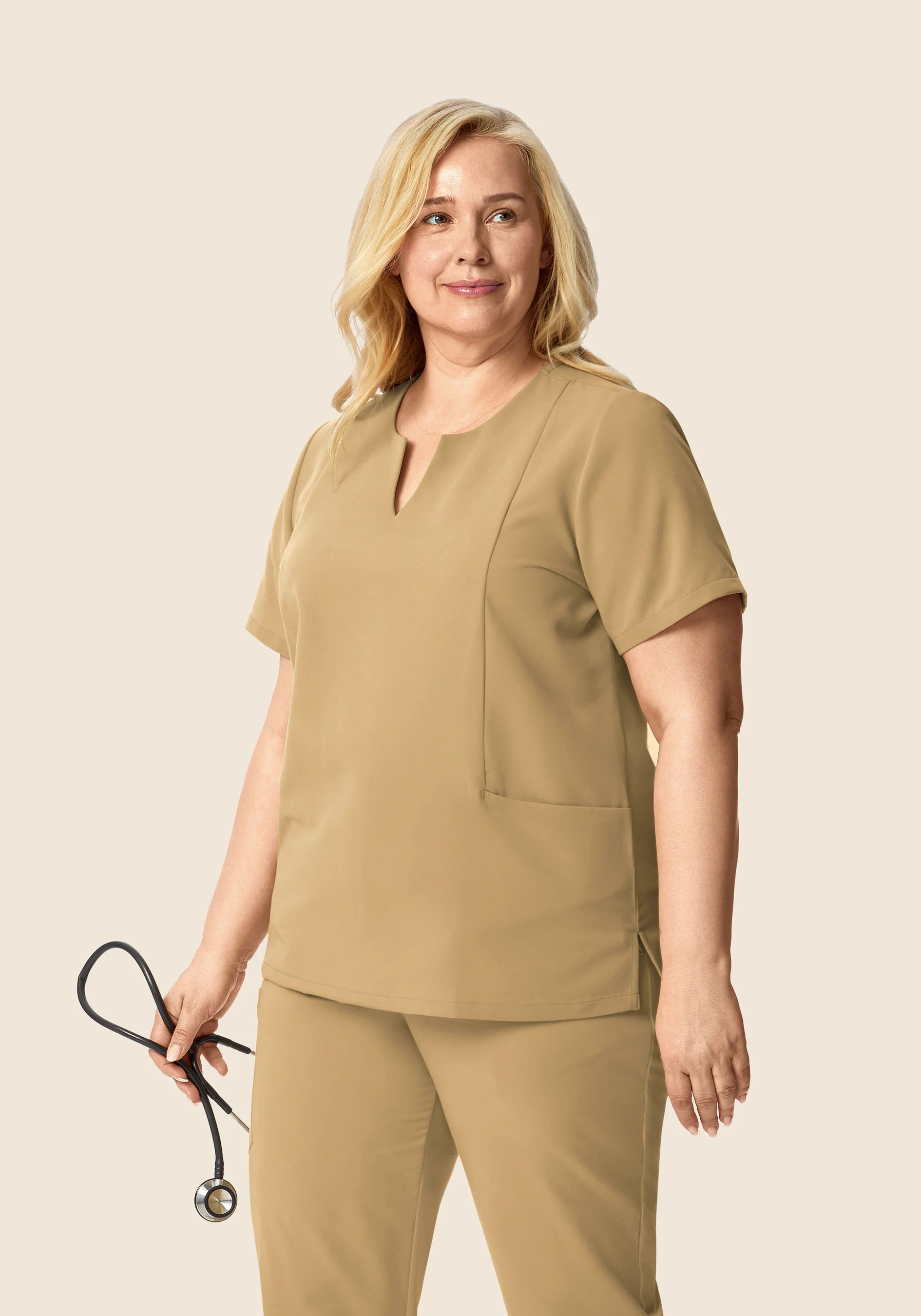 5 Pocket Notch Neck Top Latte - Image 8