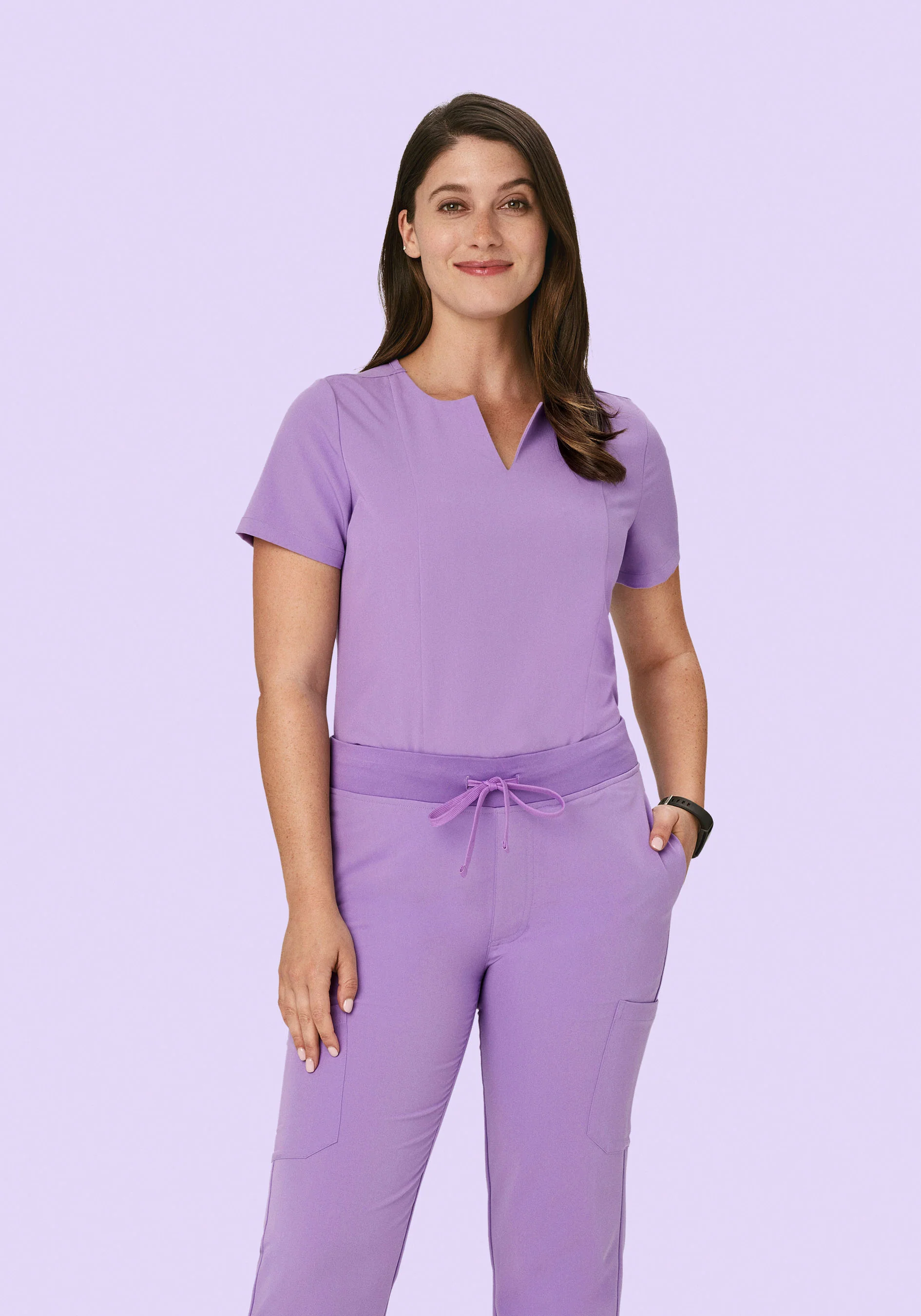 5 Pocket Notch Neck Top Lavender - Image 2