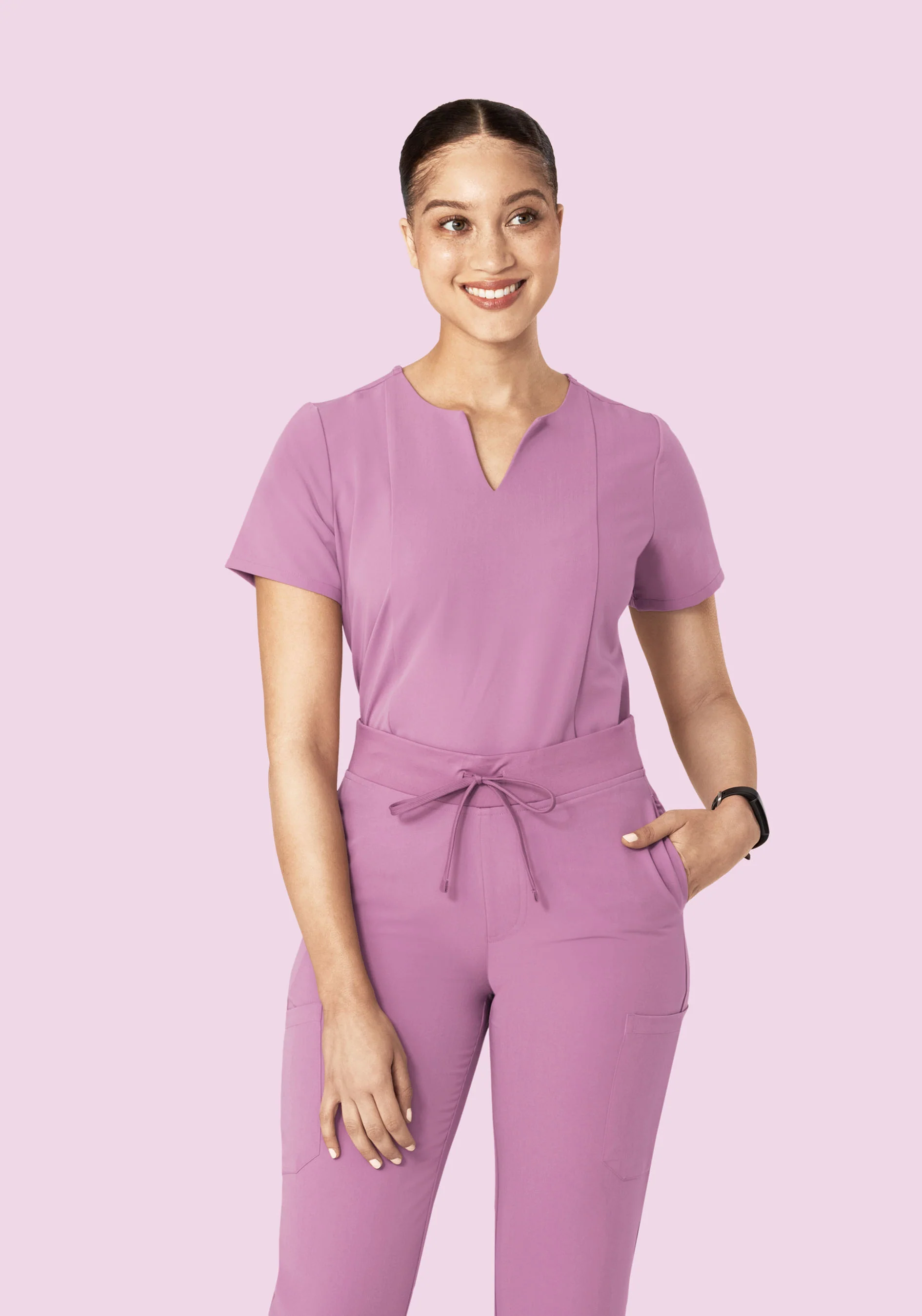 5 Pocket Notch Neck Top Lilac - Image 2