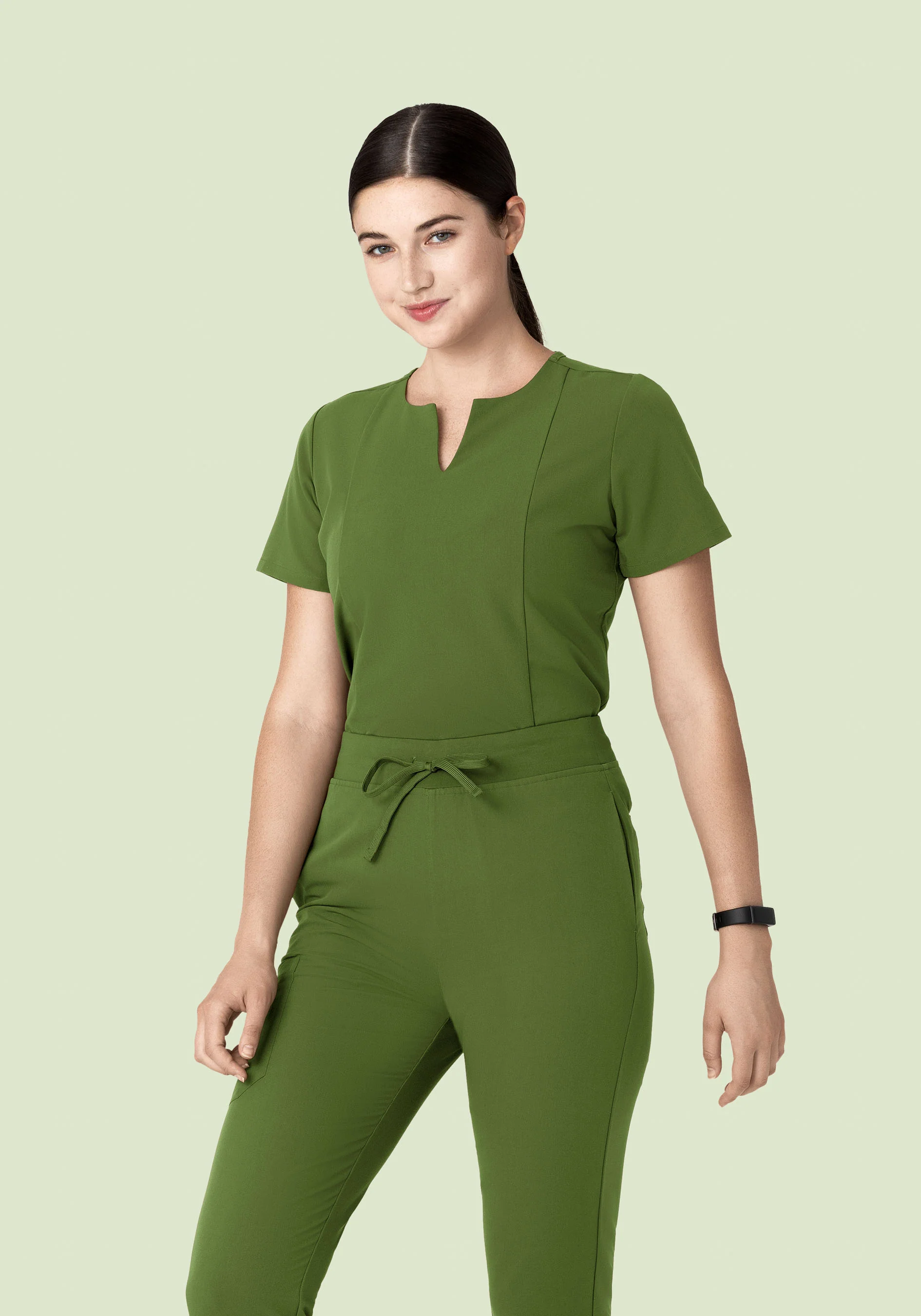 5 Pocket Notch Neck Top Moss - Image 2