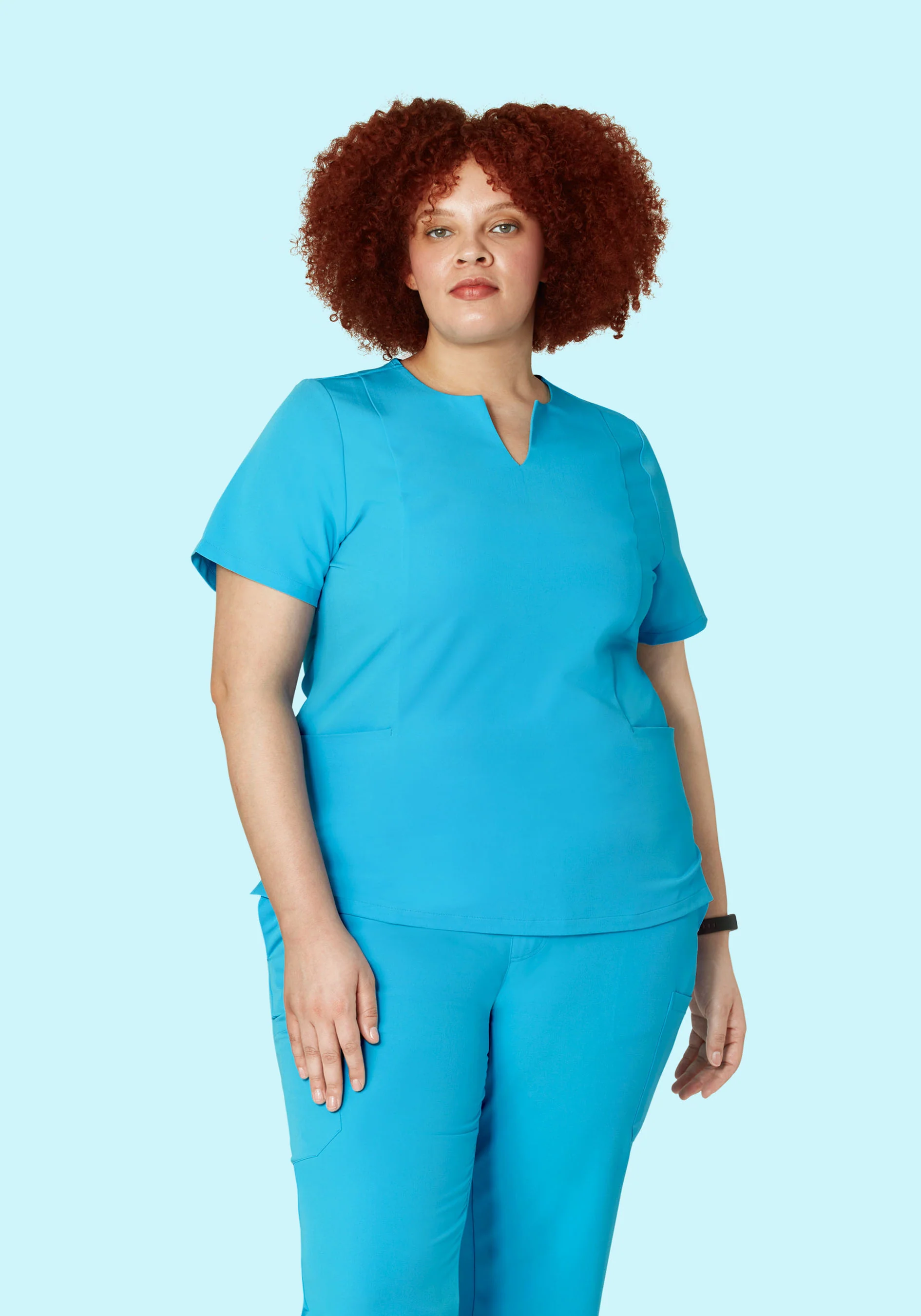 5 Pocket Notch Neck Top Pacific Blue - Image 6