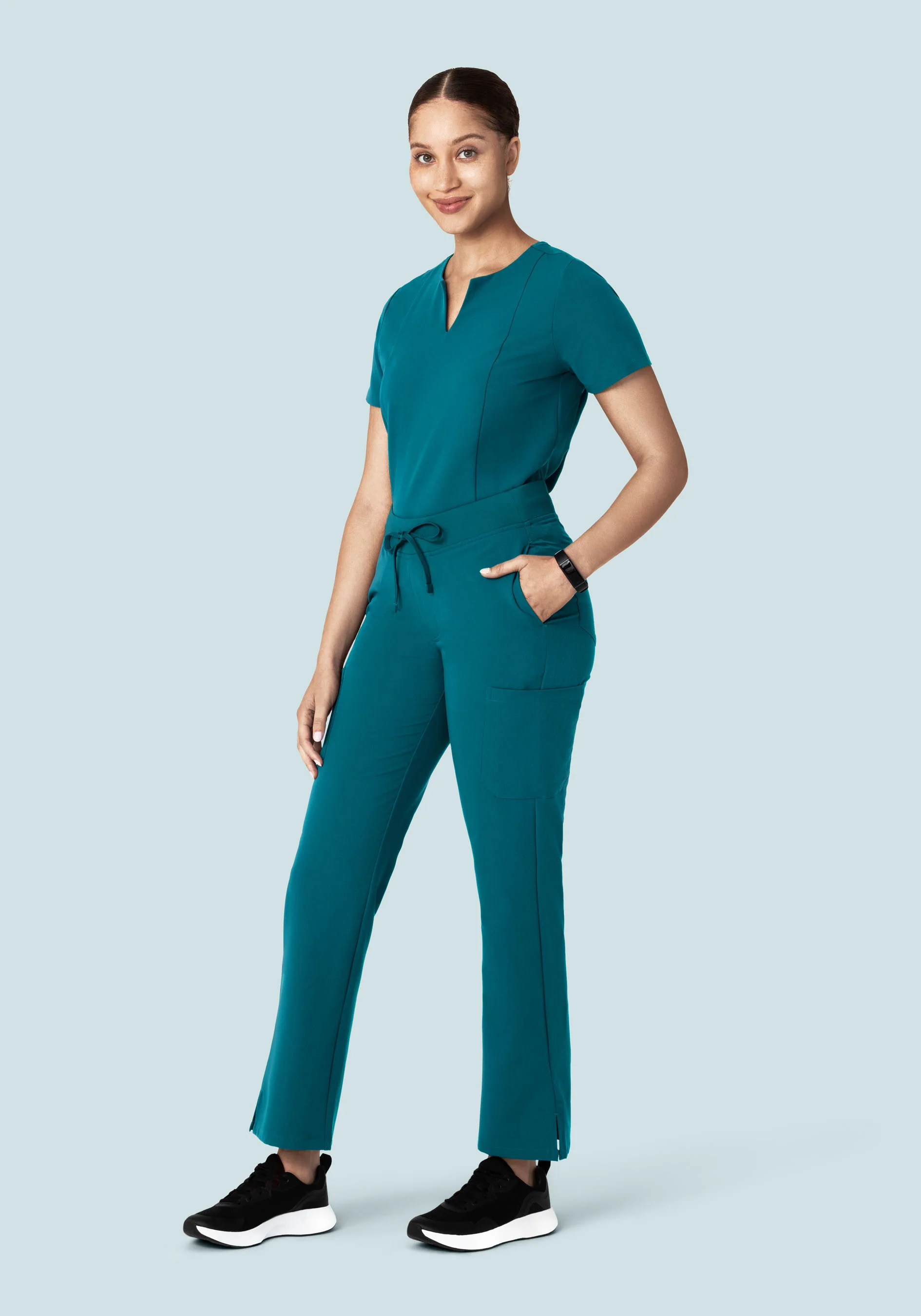 5 Pocket Notch Neck Top Peacock - Image 3