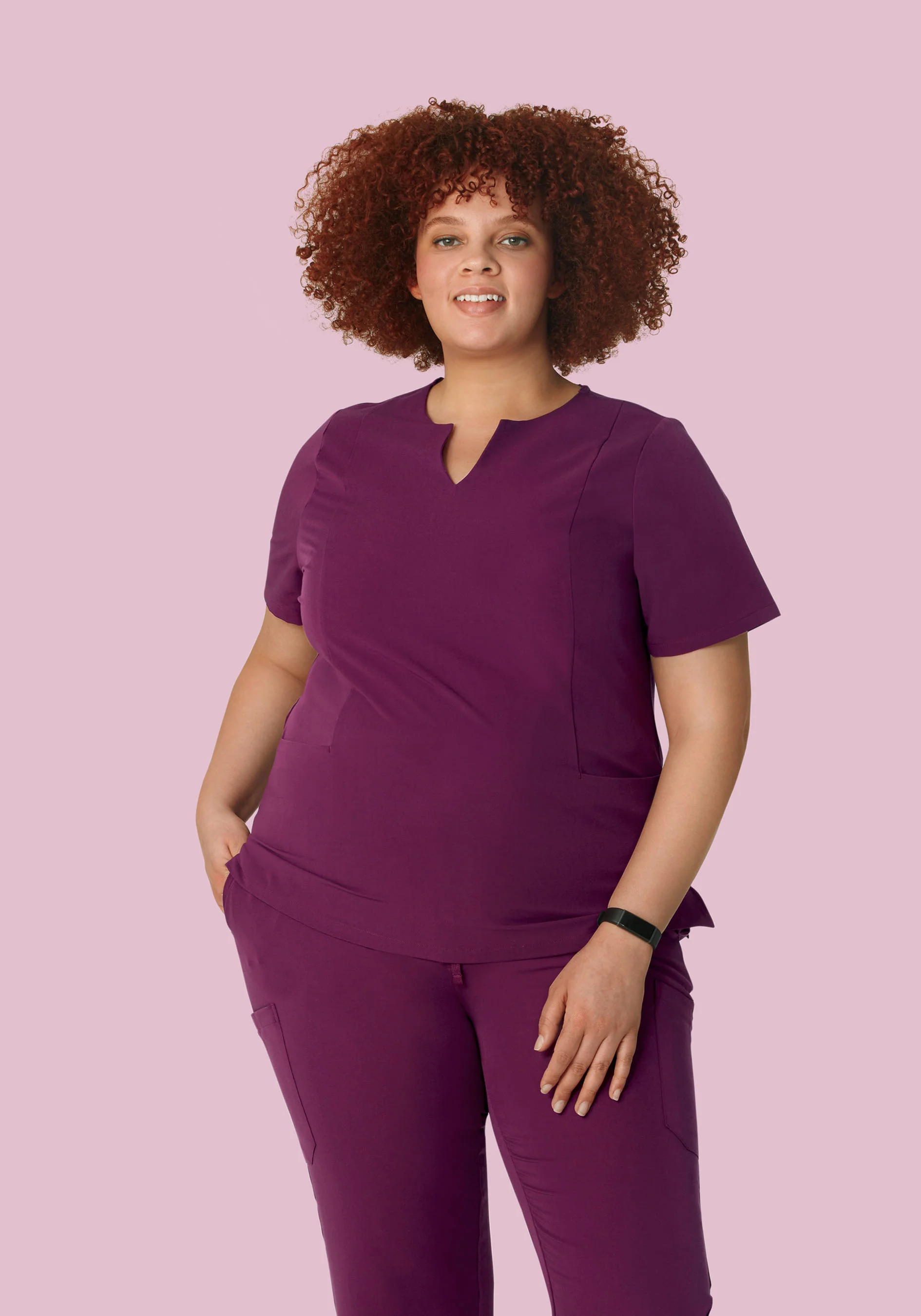 5 Pocket Notch Neck Top Plum - Image 5