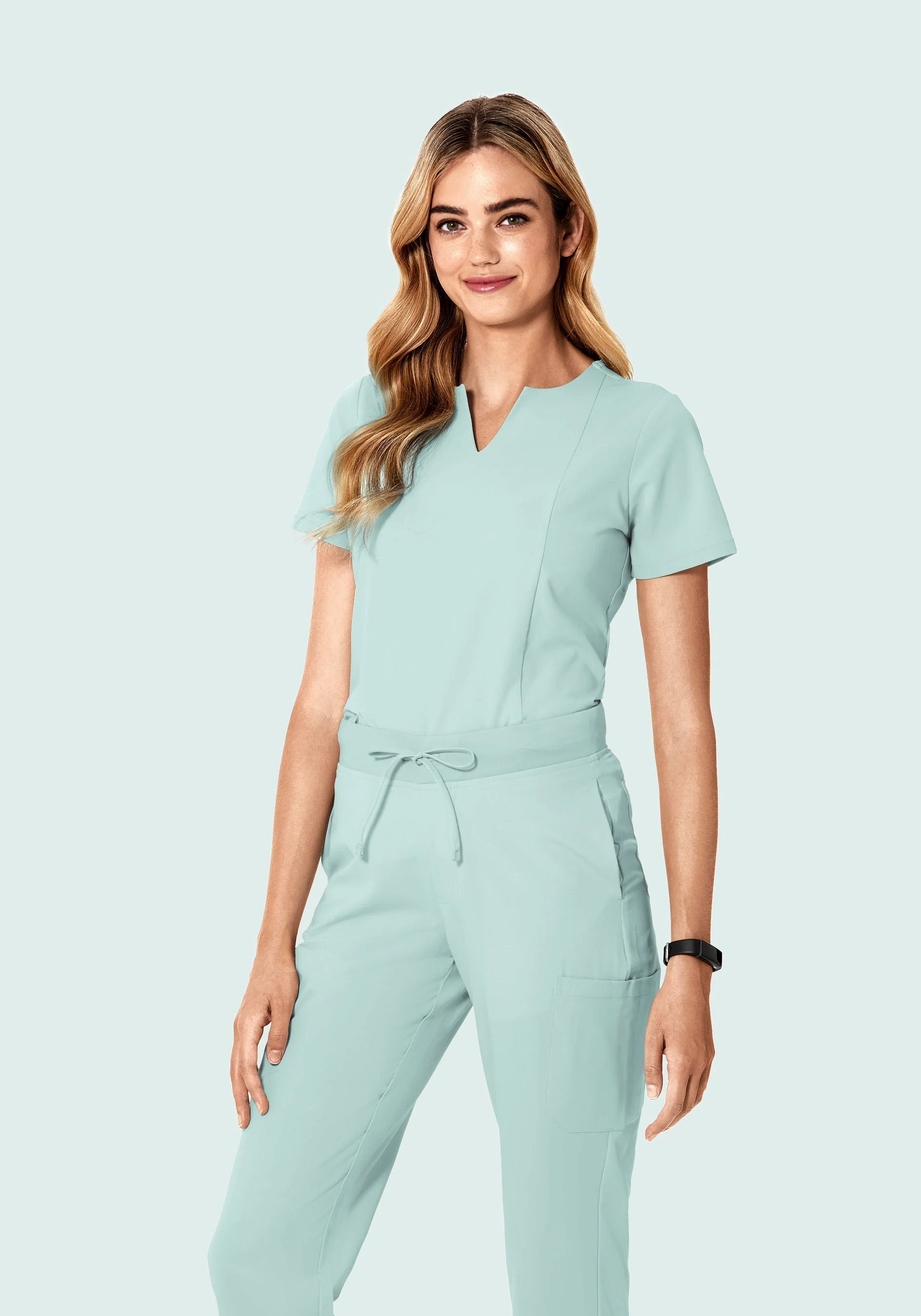 5 Pocket Notch Neck Top Sterling Blue - Image 2