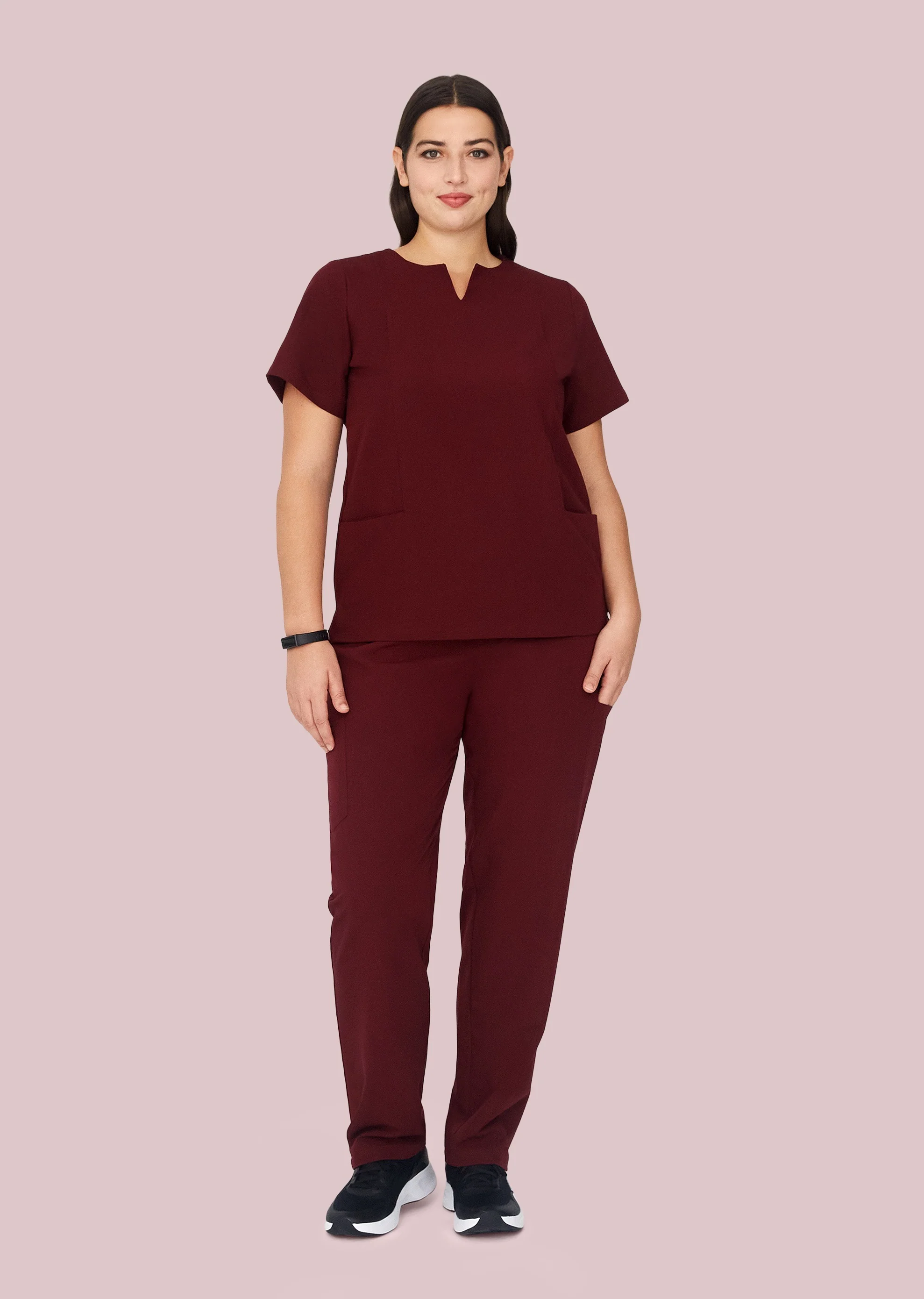 5 Pocket Notch Neck Top Wine - Image 6