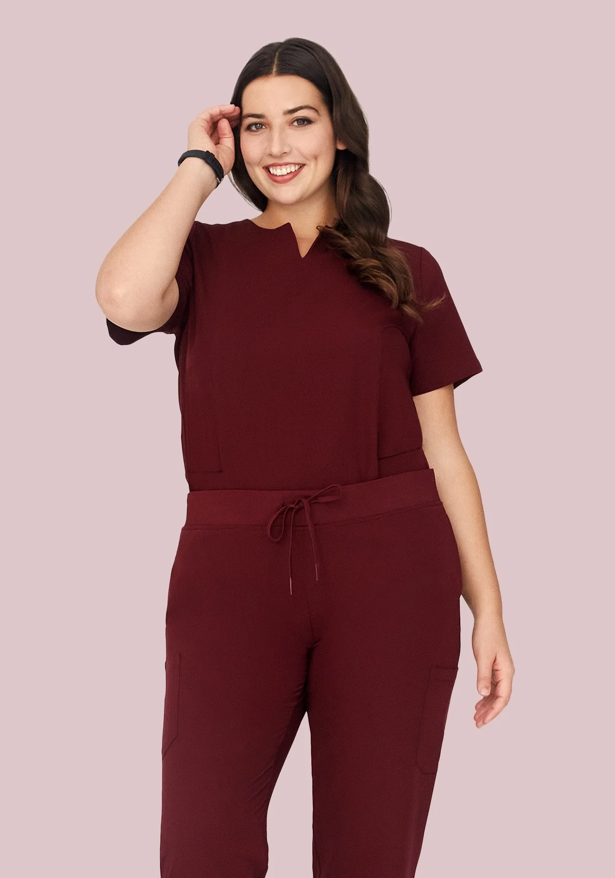5 Pocket Notch Neck Top Wine - Image 8