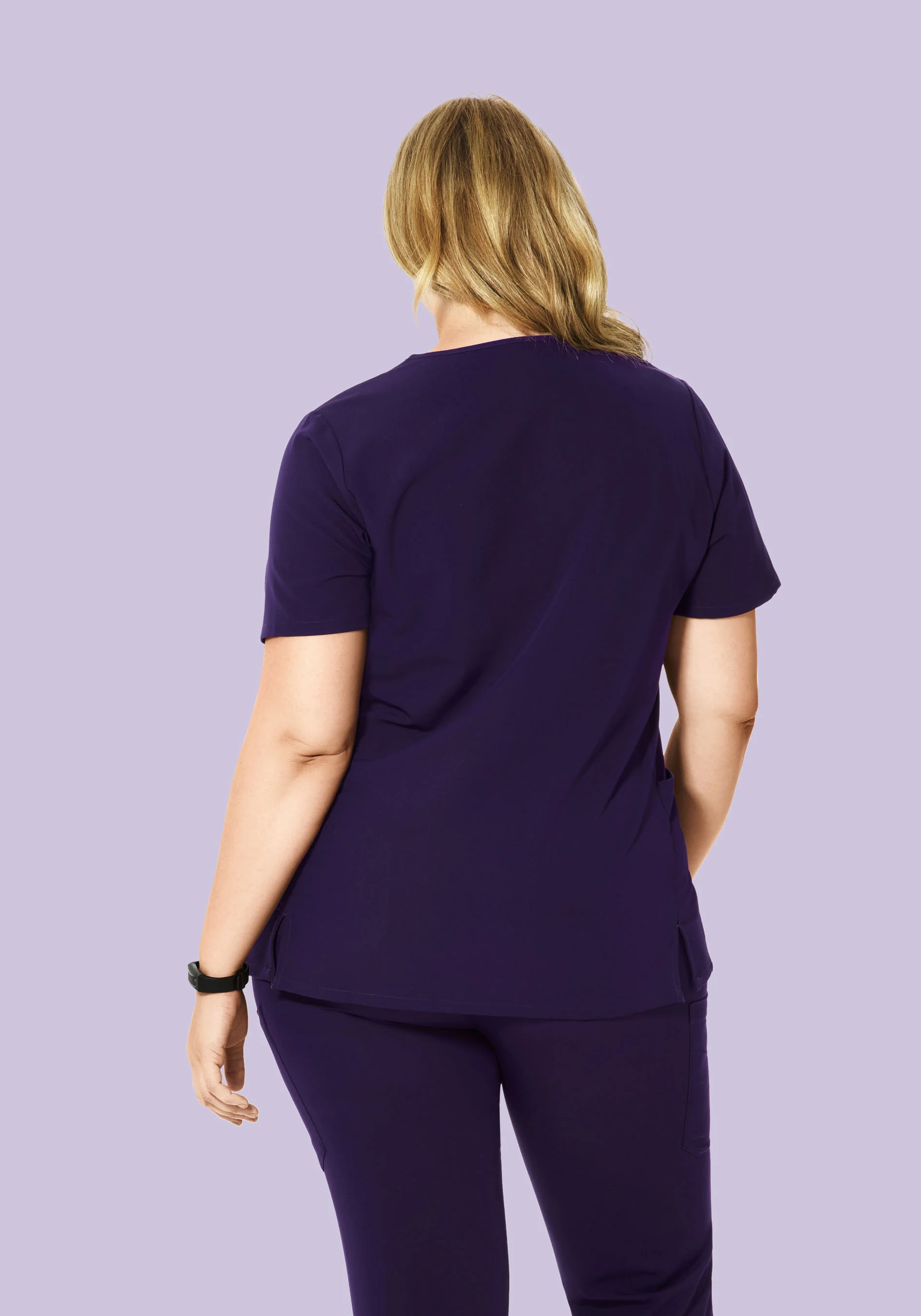 Curved V-Neck Top Eggplant - Image 8