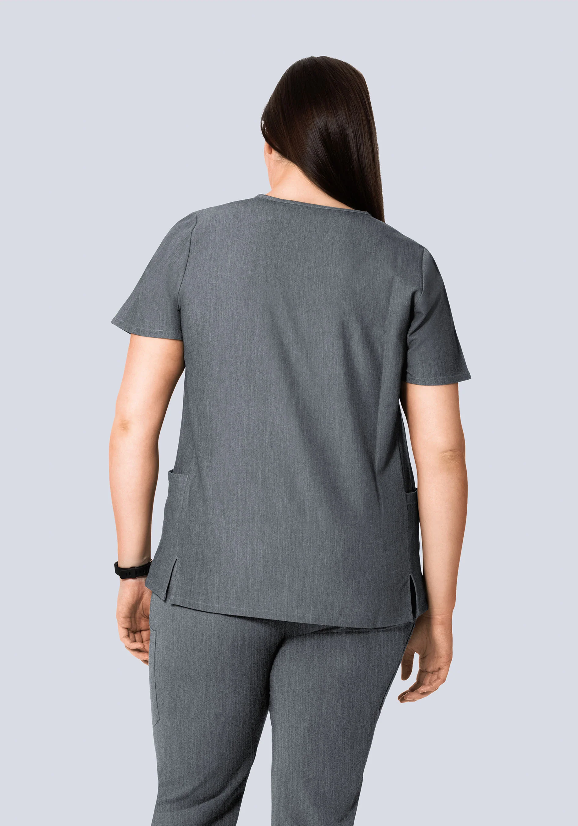 Curved V-Neck Top Gray - Image 8
