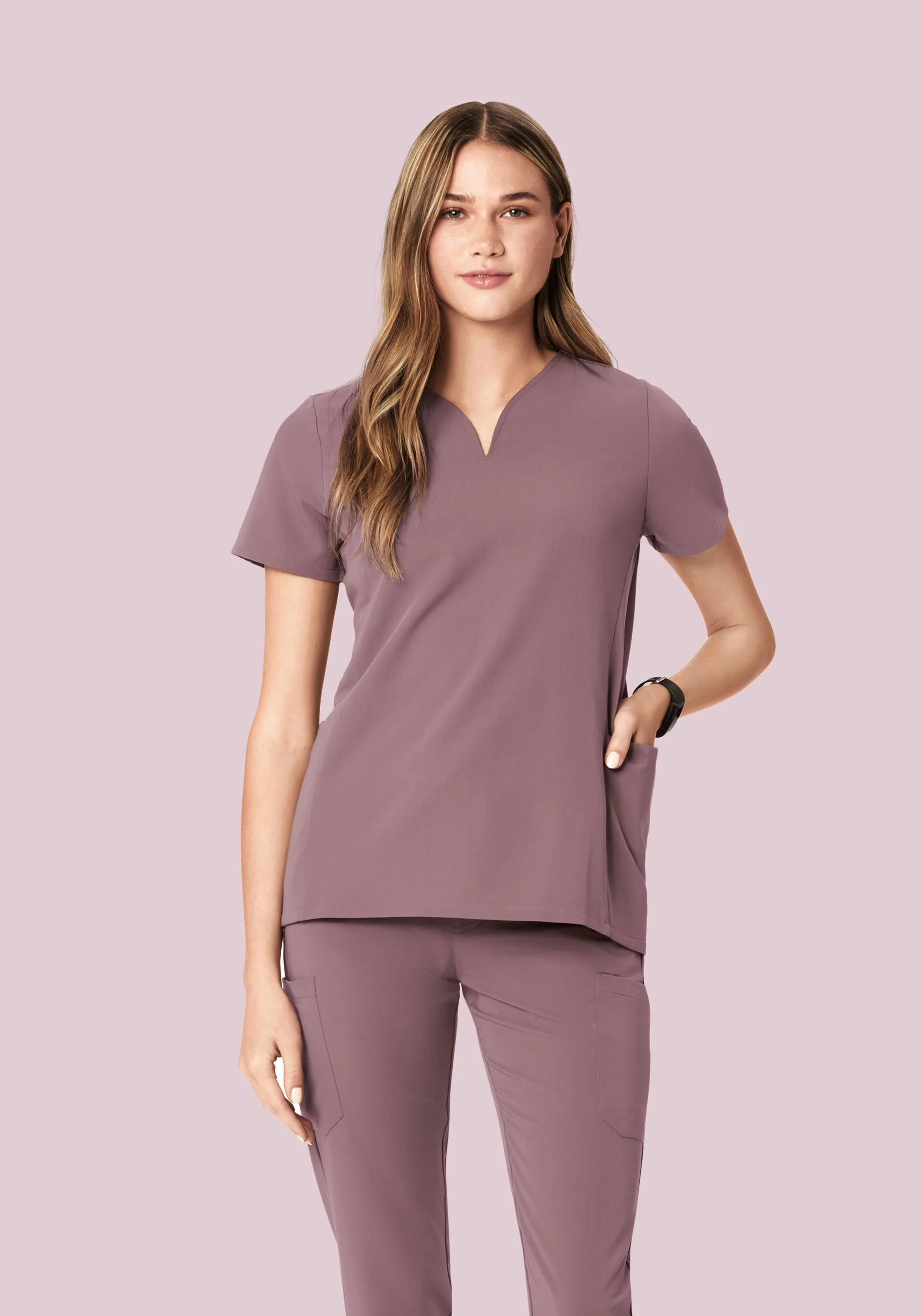 Curved V-Neck Top Moondust