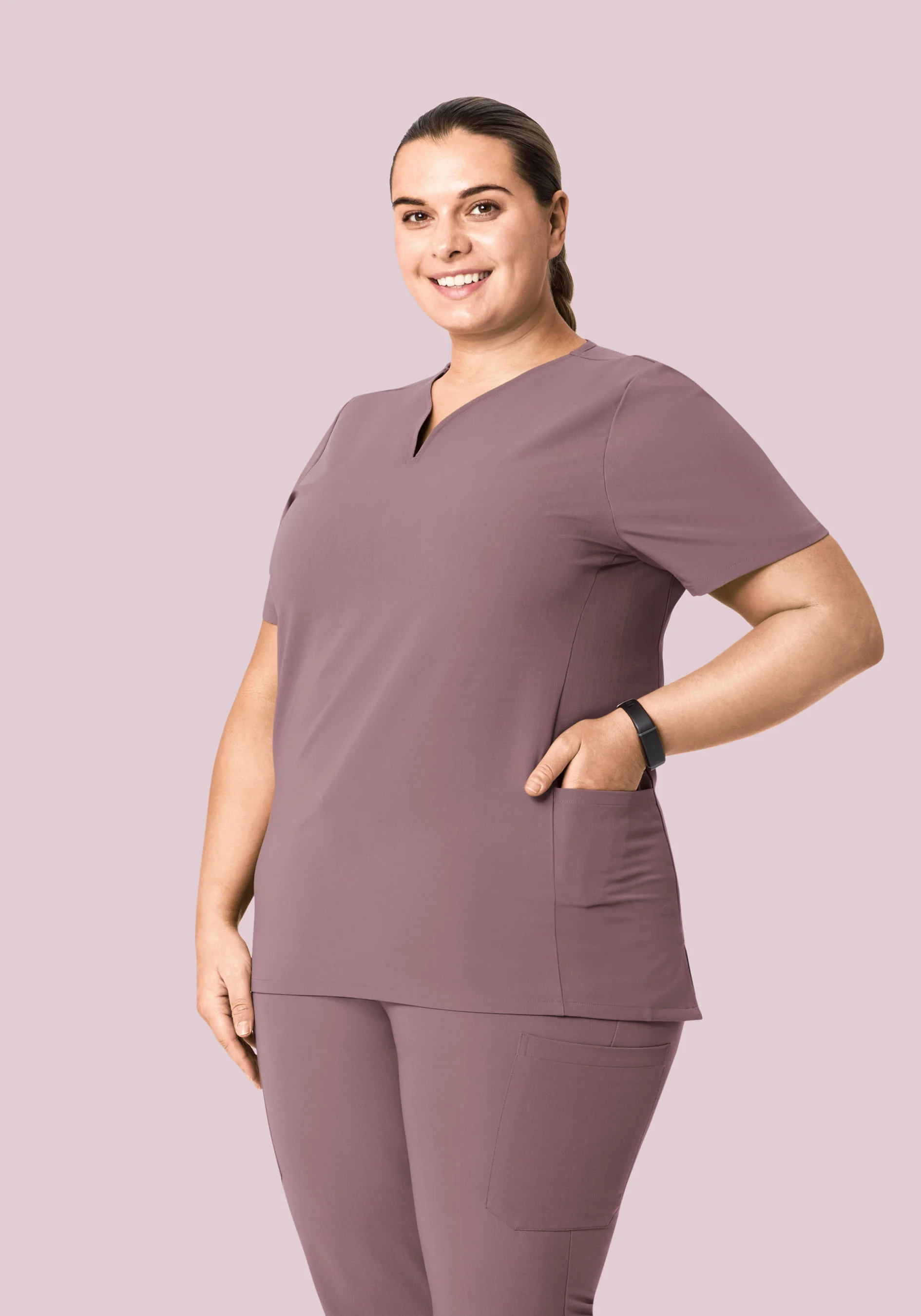Curved V-Neck Top Moondust - Image 5