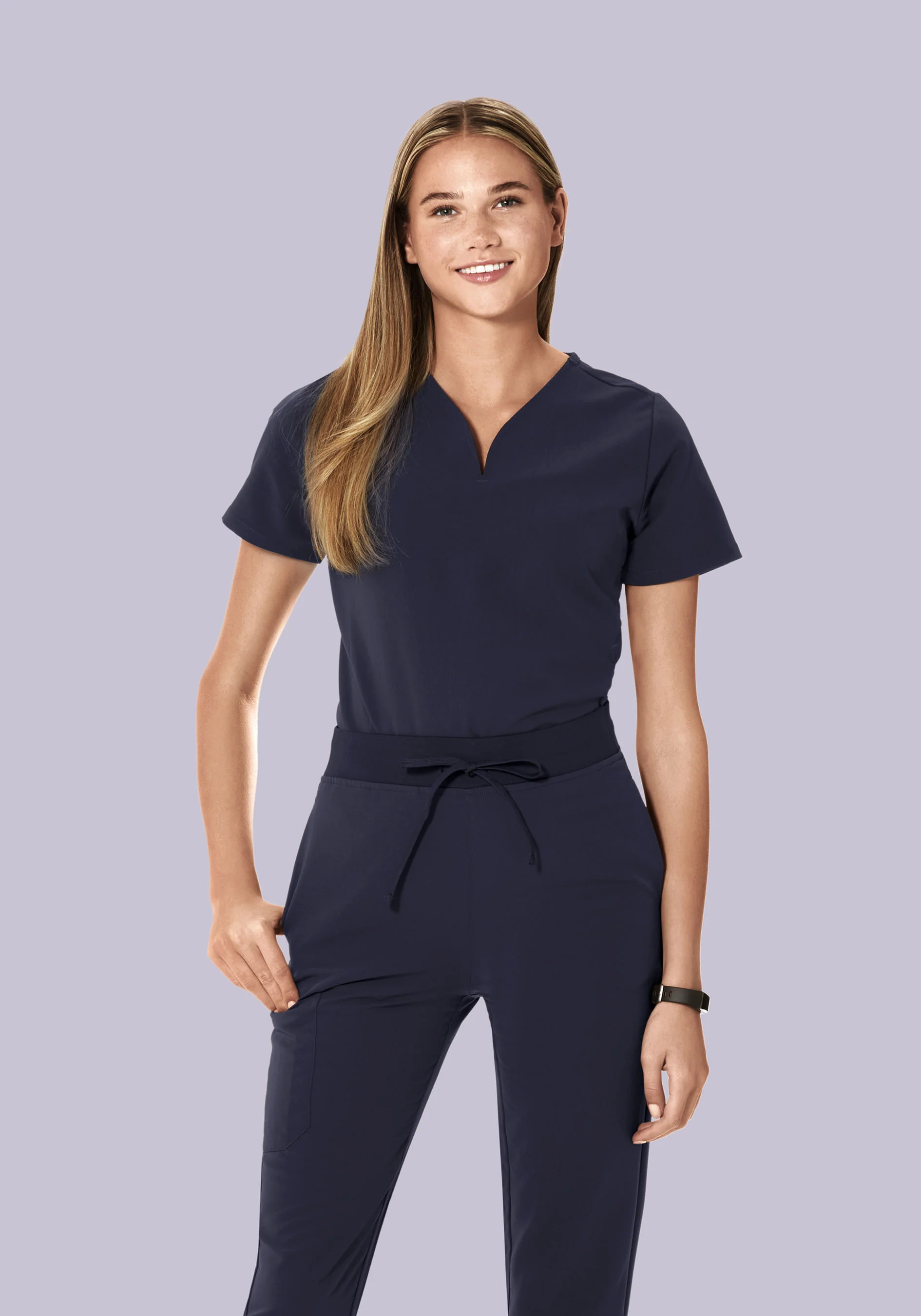 Curved V-Neck Top Steel - Image 2