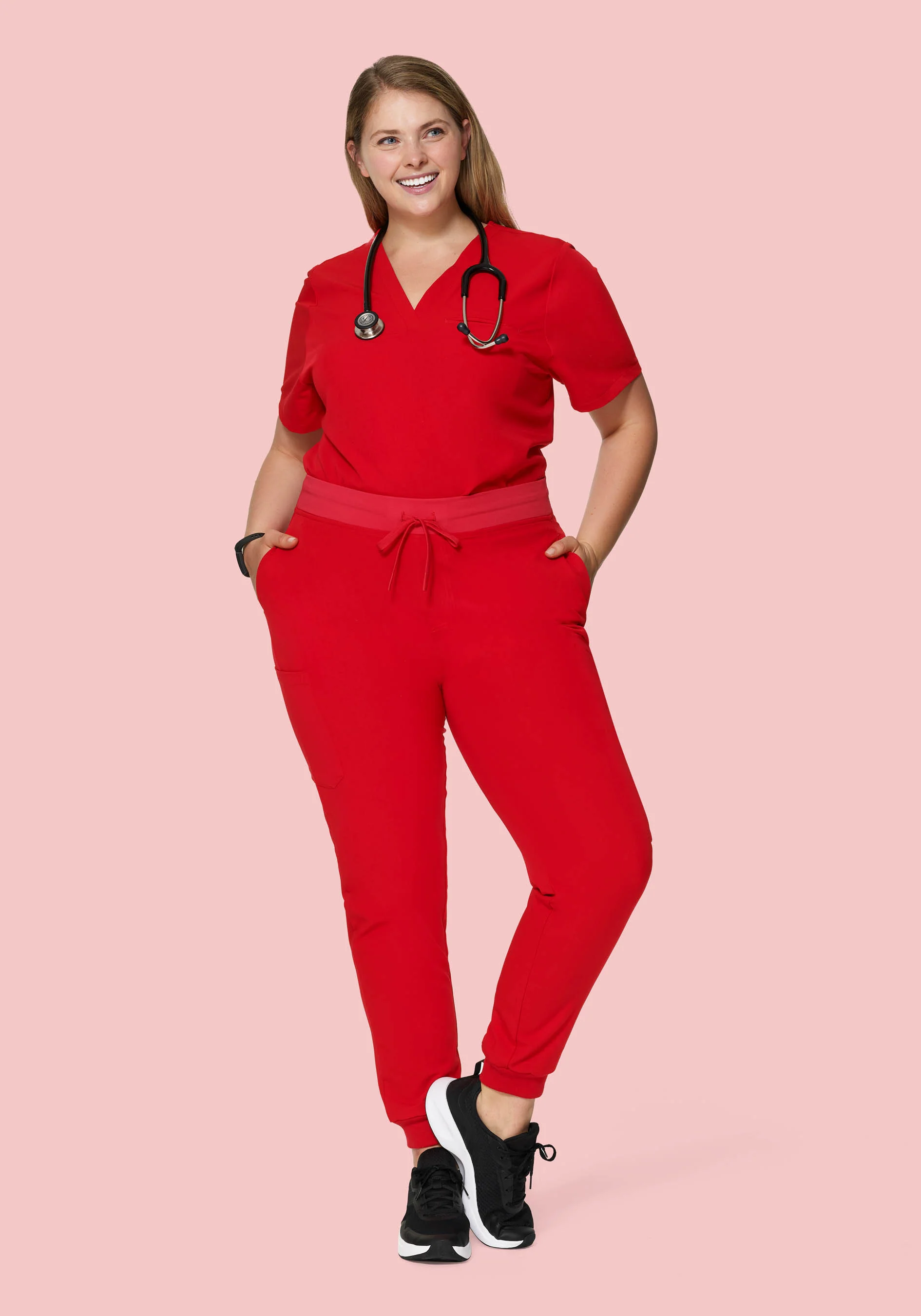 High Waisted Joggers Candy Red - Image 5