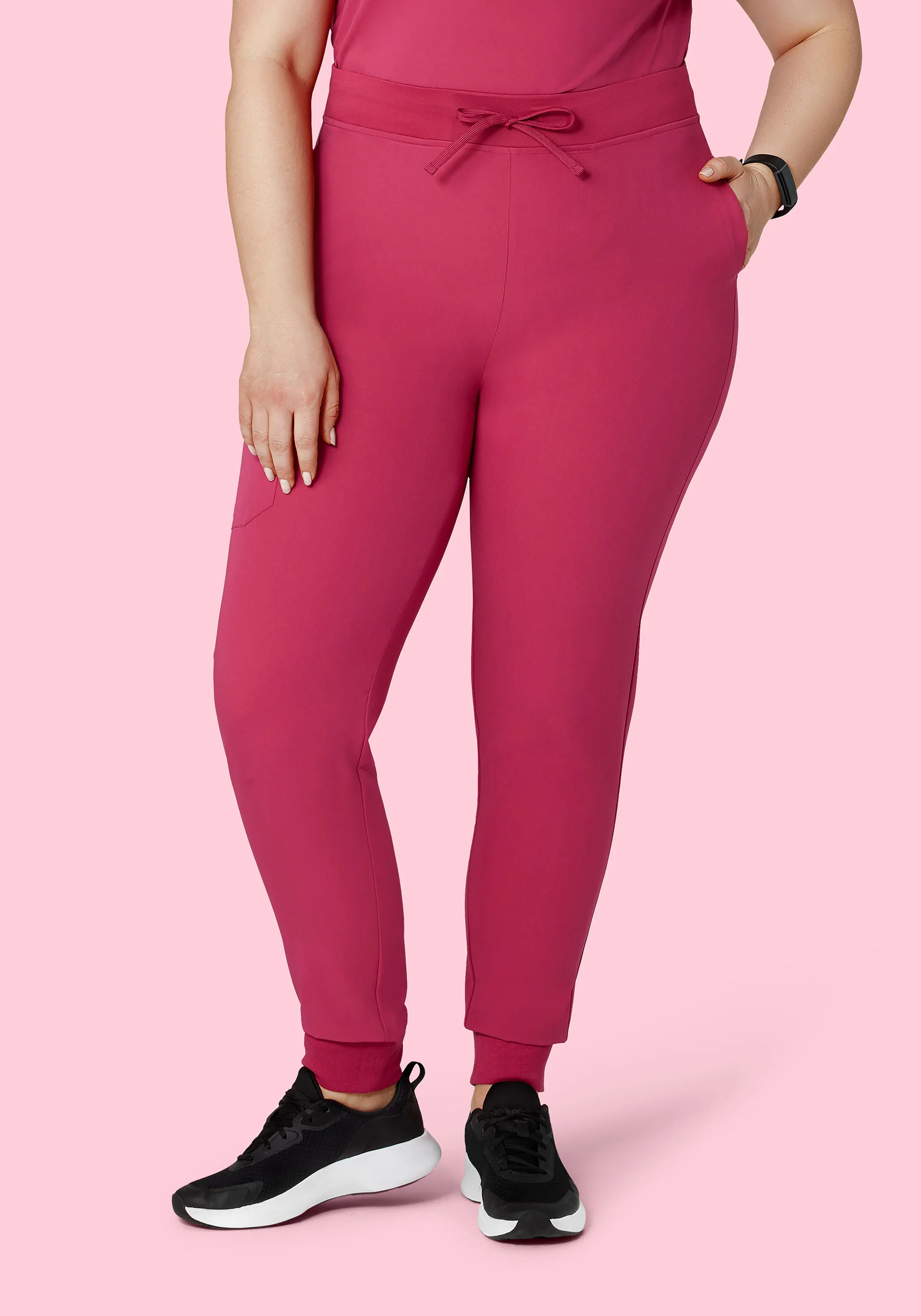 High Waisted Joggers Deep Magenta - Image 5