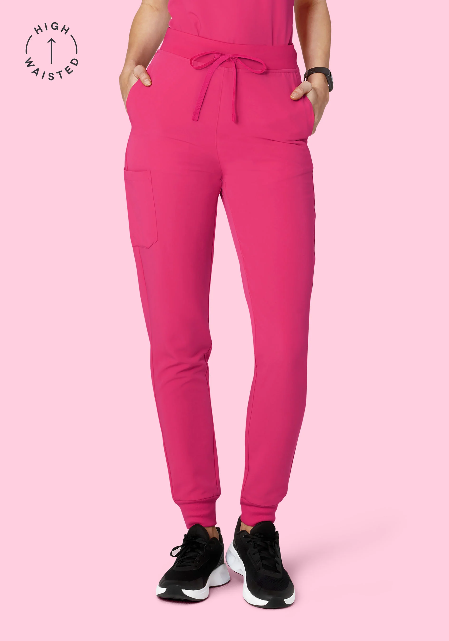 High Waisted Joggers Hot Pink