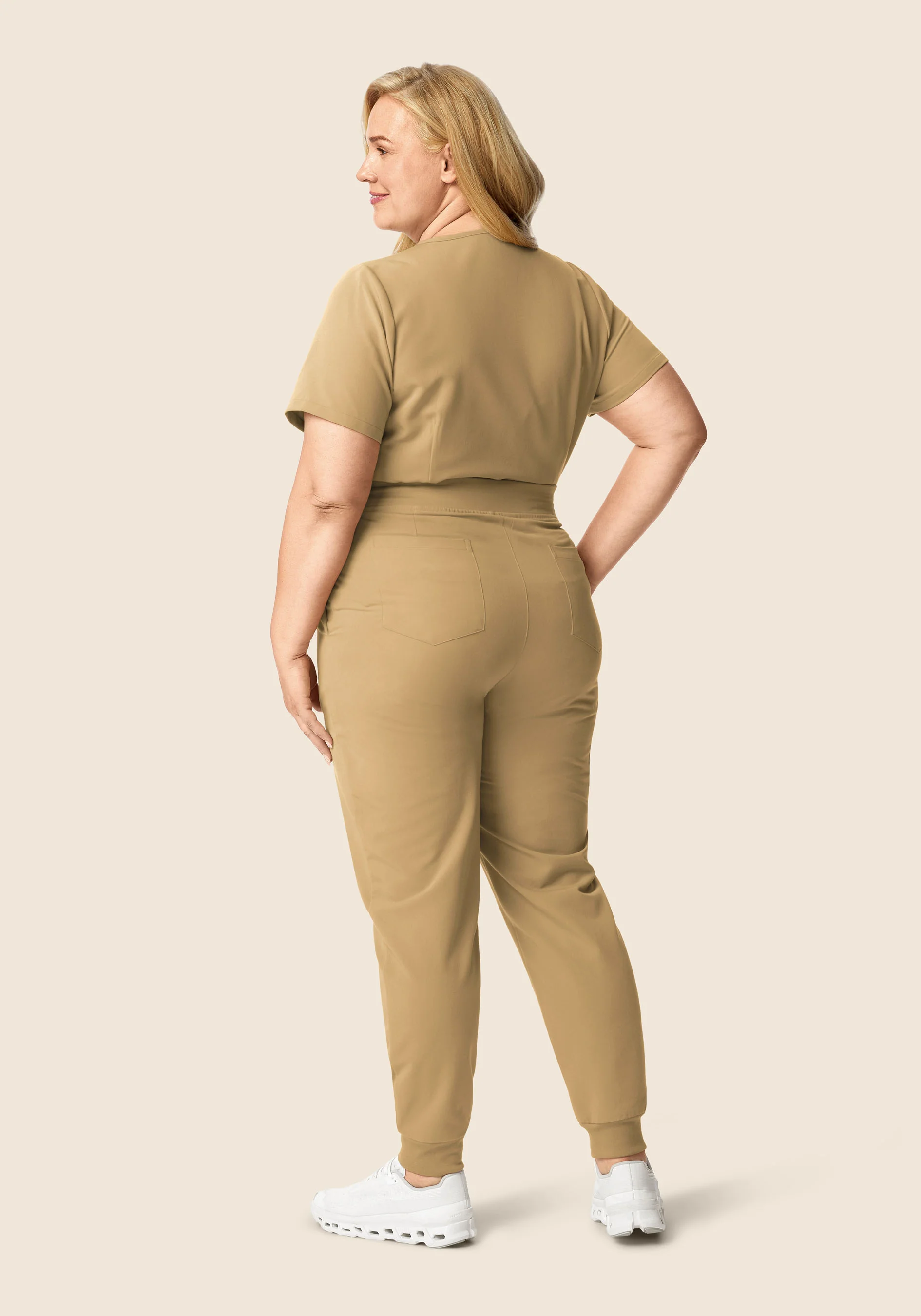 High Waisted Joggers Latte - Image 6