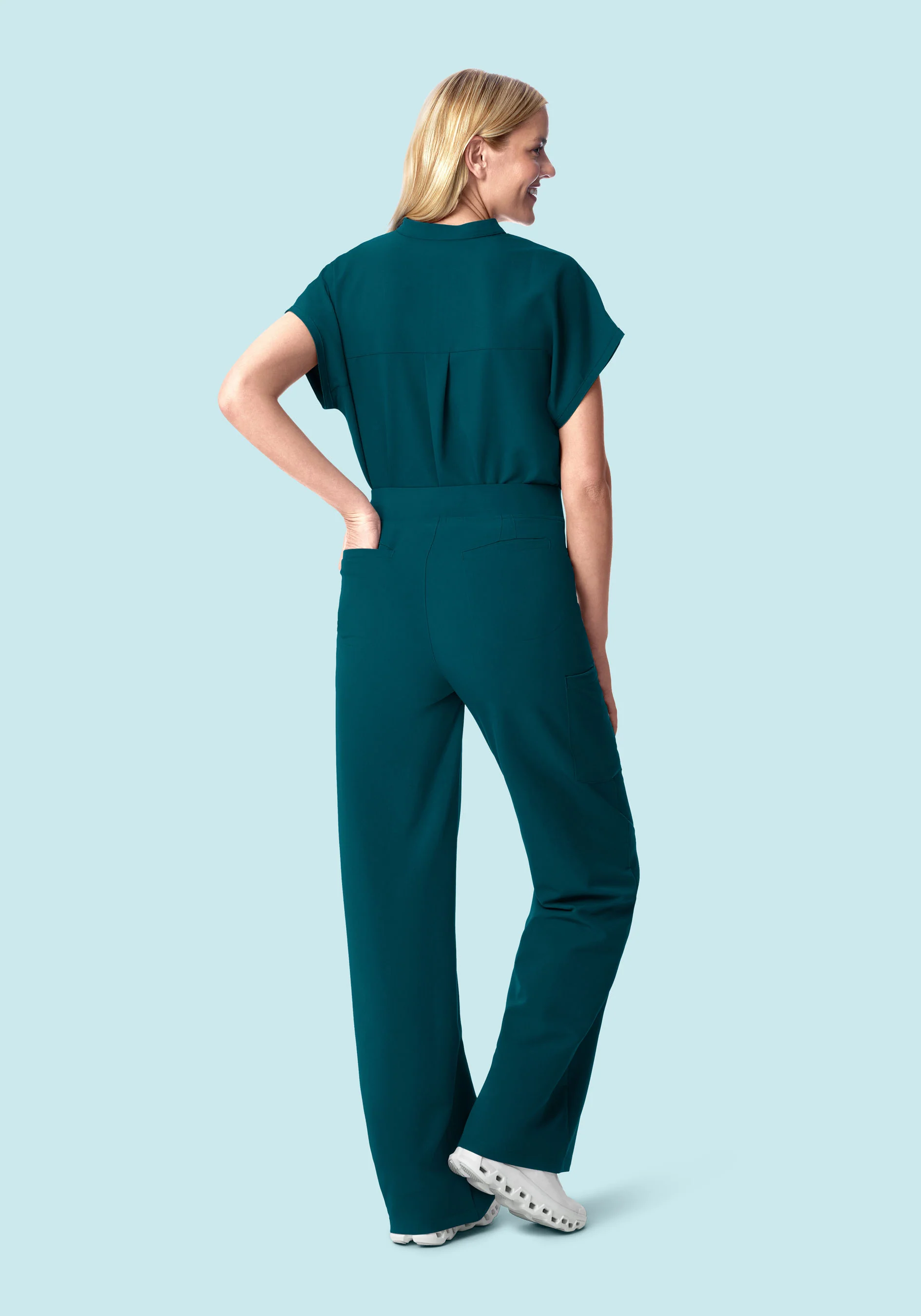 High Waisted Wide Leg Caribbean Blue - Image 3
