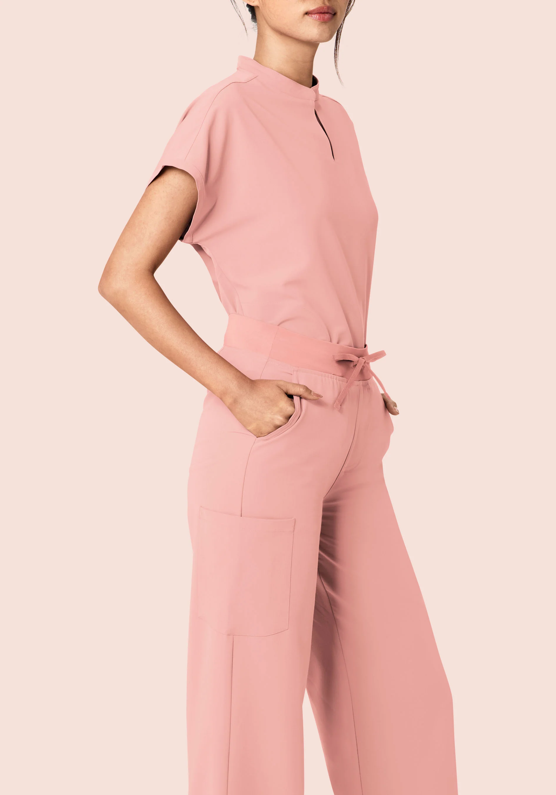 High Waisted Wide Leg Dusty Pink - Image 3