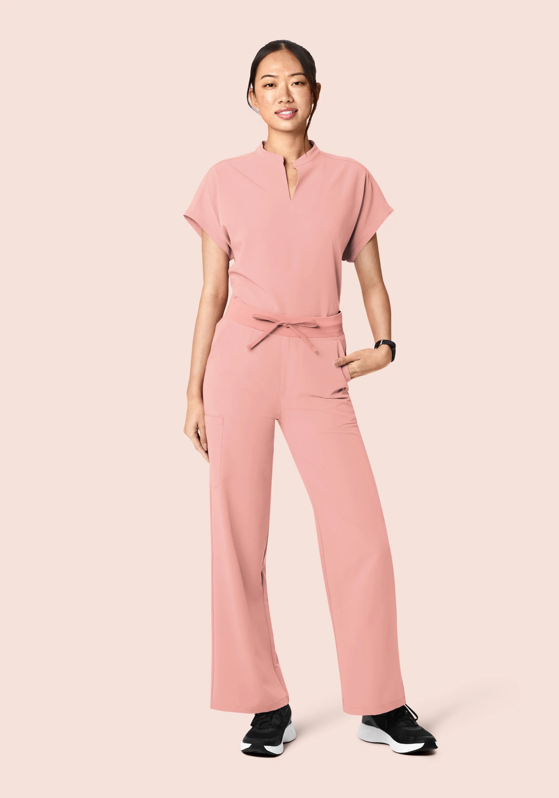 High Waisted Wide Leg Dusty Pink - Image 6