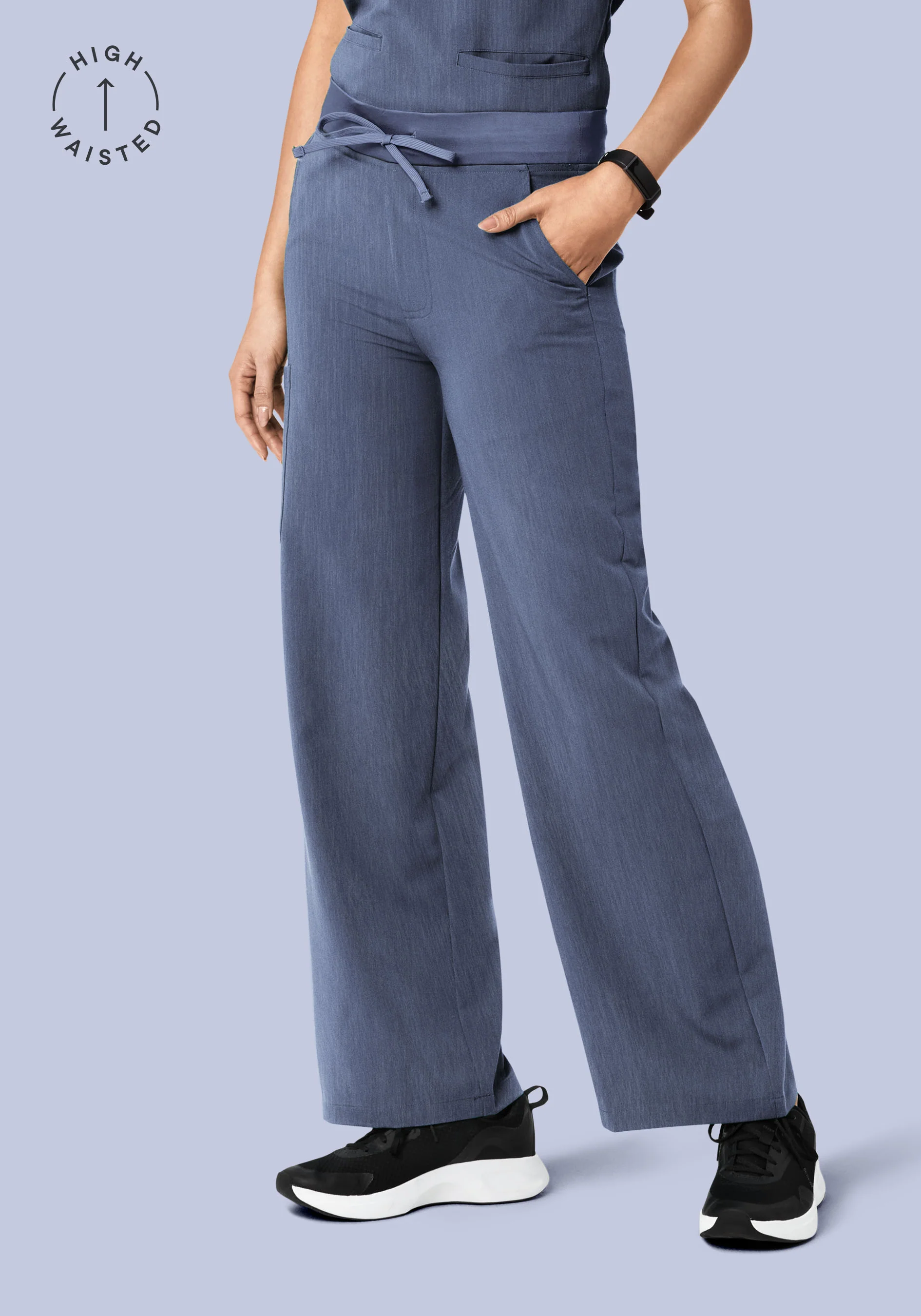 High Waisted Wide Leg Heather Denim