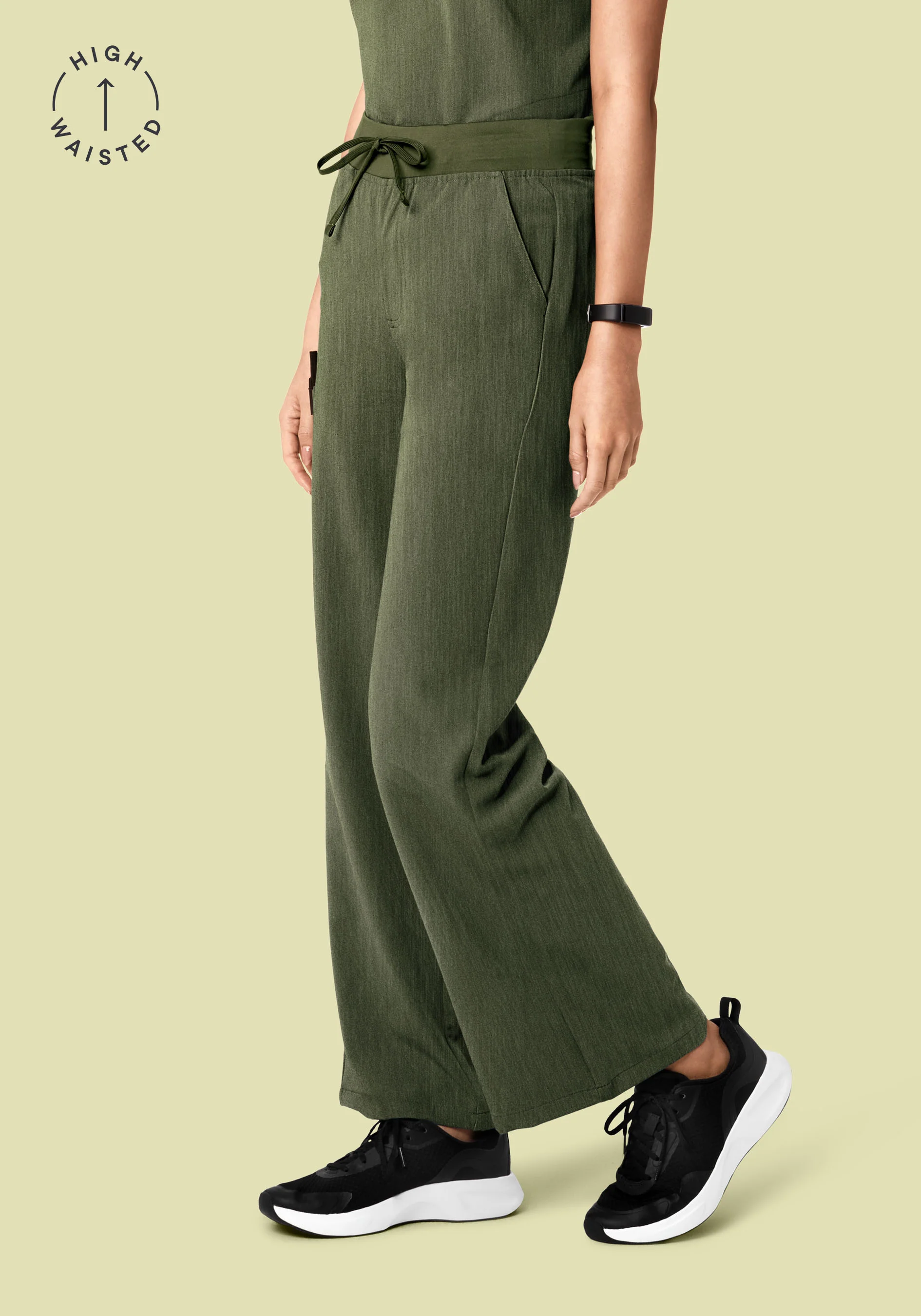 High Waisted Wide Leg Heather Olive