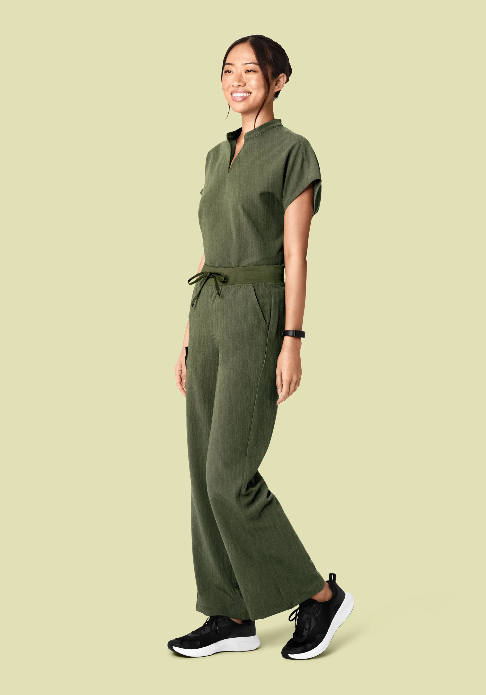 High Waisted Wide Leg Heather Olive - Image 2