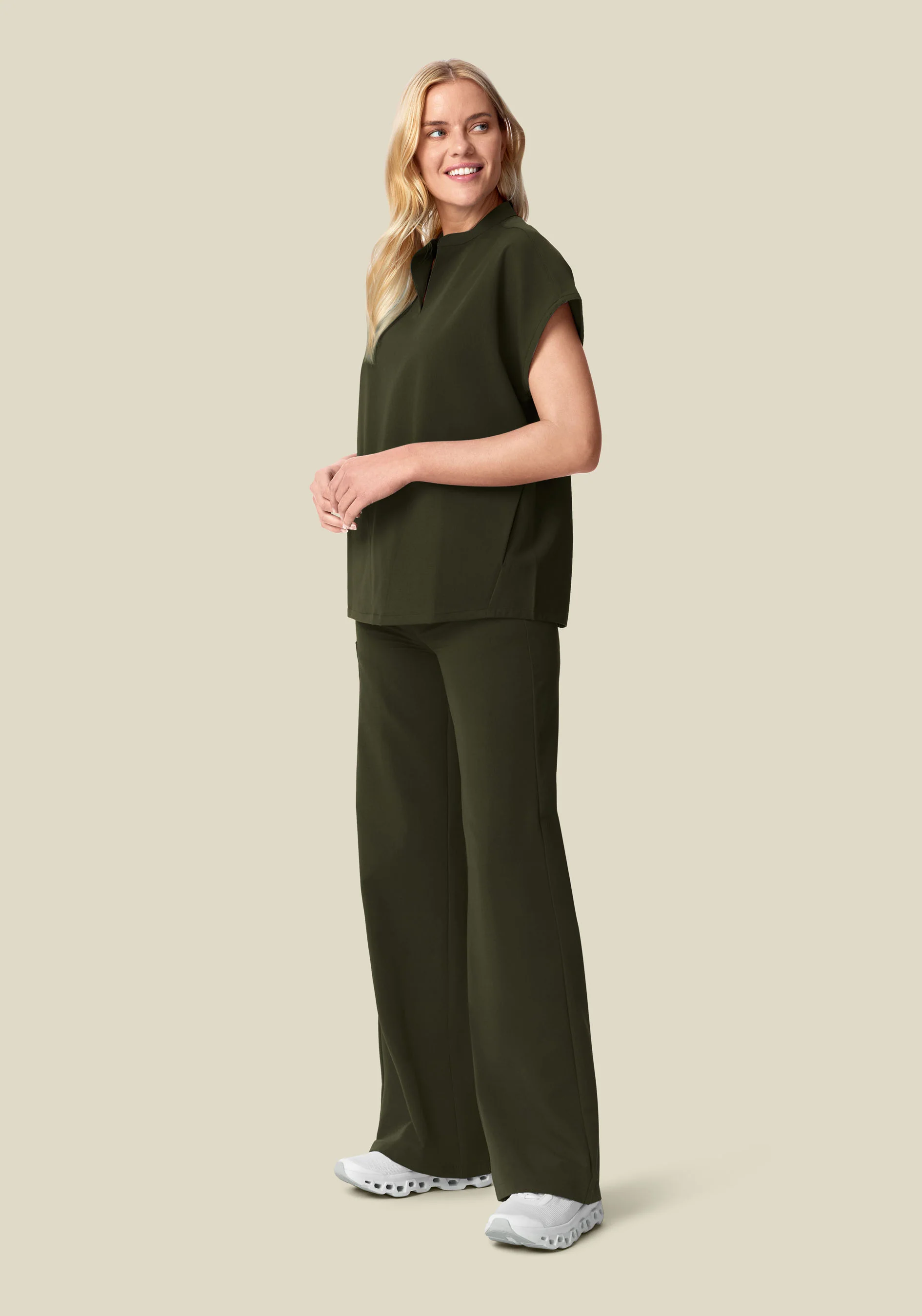 High Waisted Wide Leg Olive - Image 3