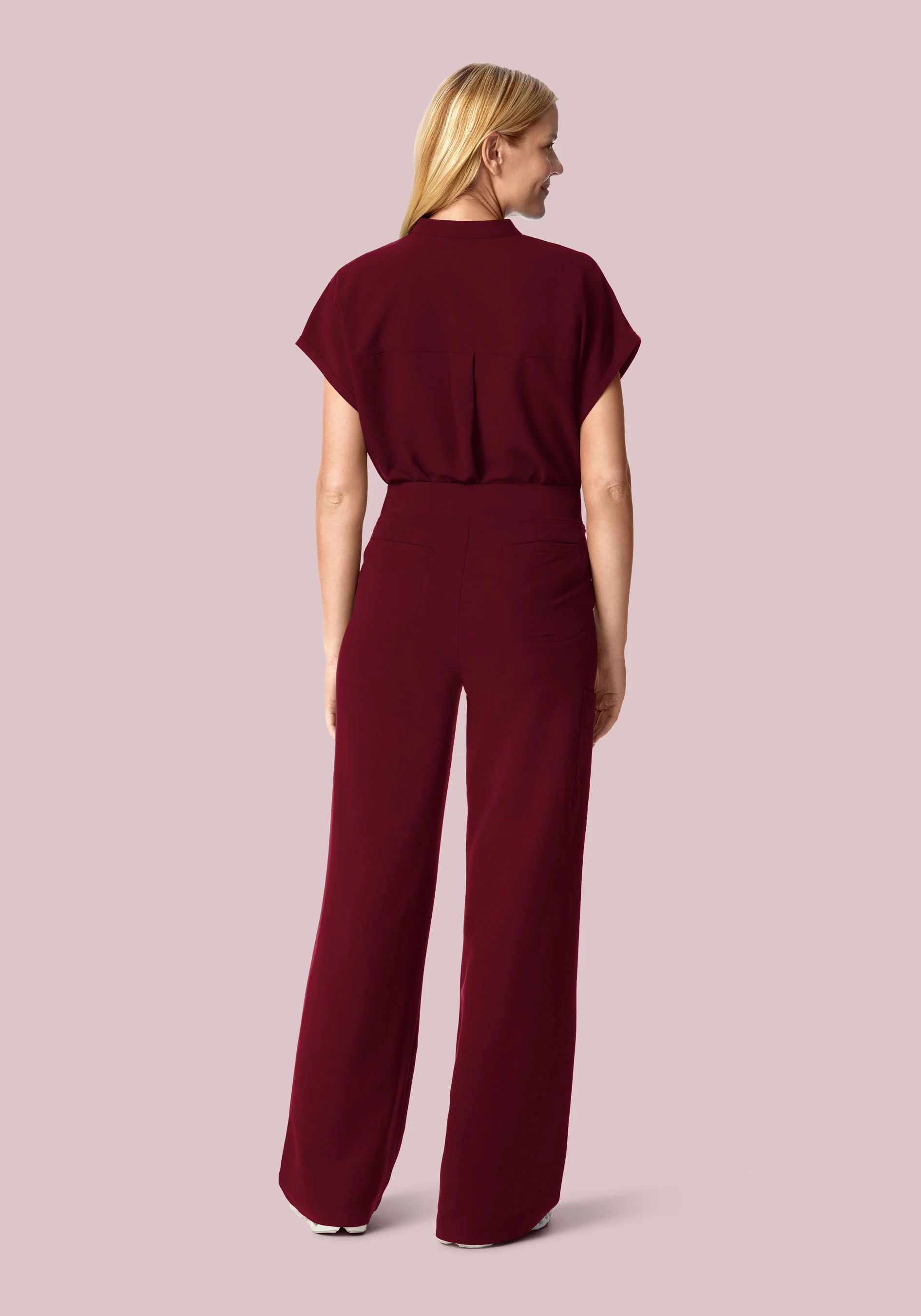 High Waisted Wide Leg Wine - Image 4