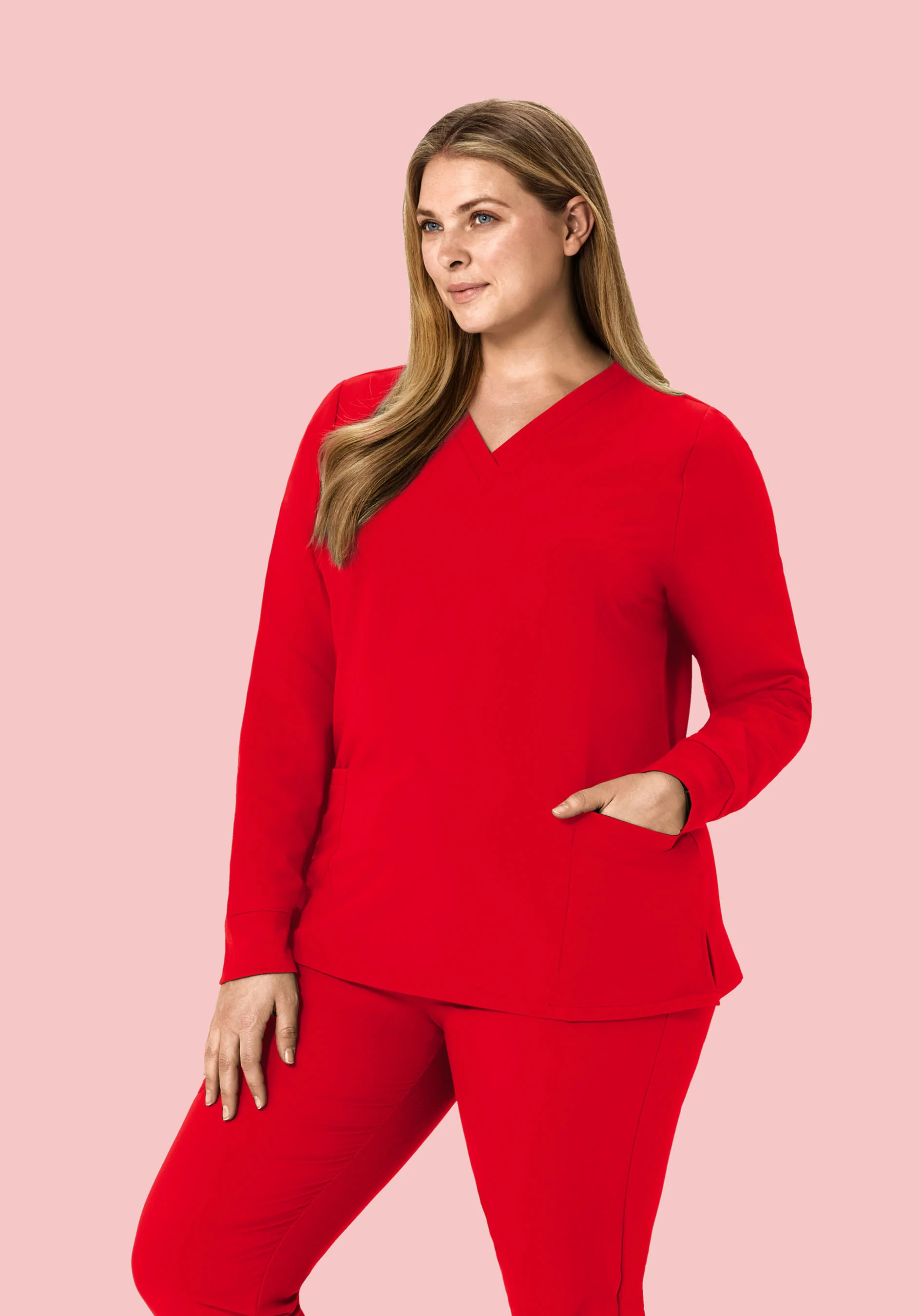 Long Sleeve 6 Pocket Top Candy Red - Image 5