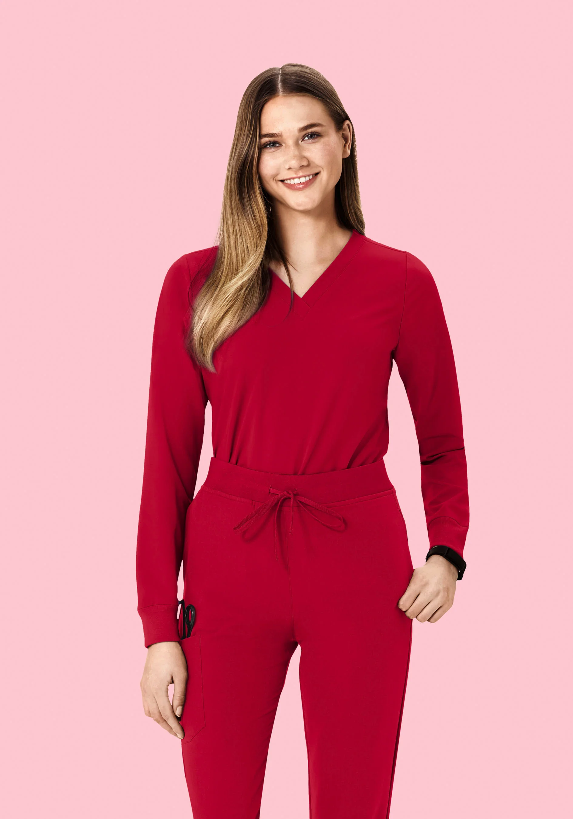 Long Sleeve 6 Pocket Top Crimson - Image 2