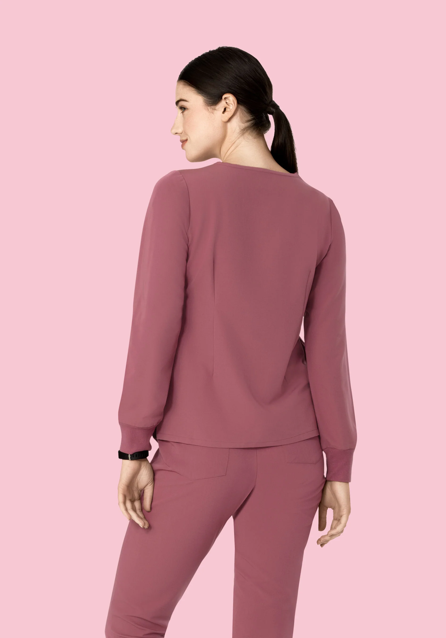 Long Sleeve 6 Pocket Top Mauve - Image 5