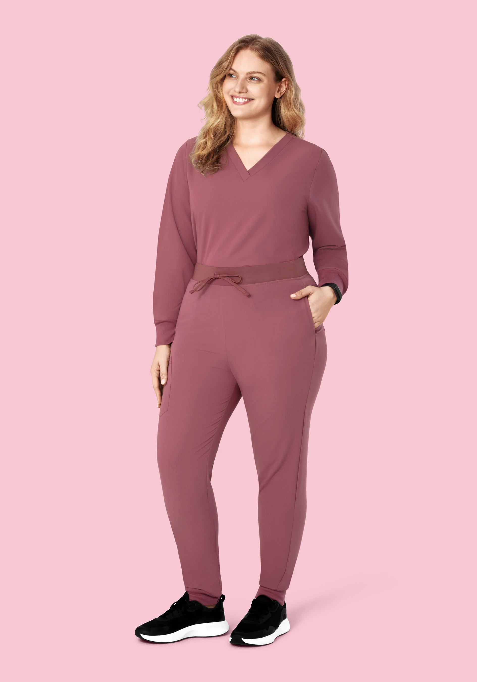 Long Sleeve 6 Pocket Top Mauve - Image 9