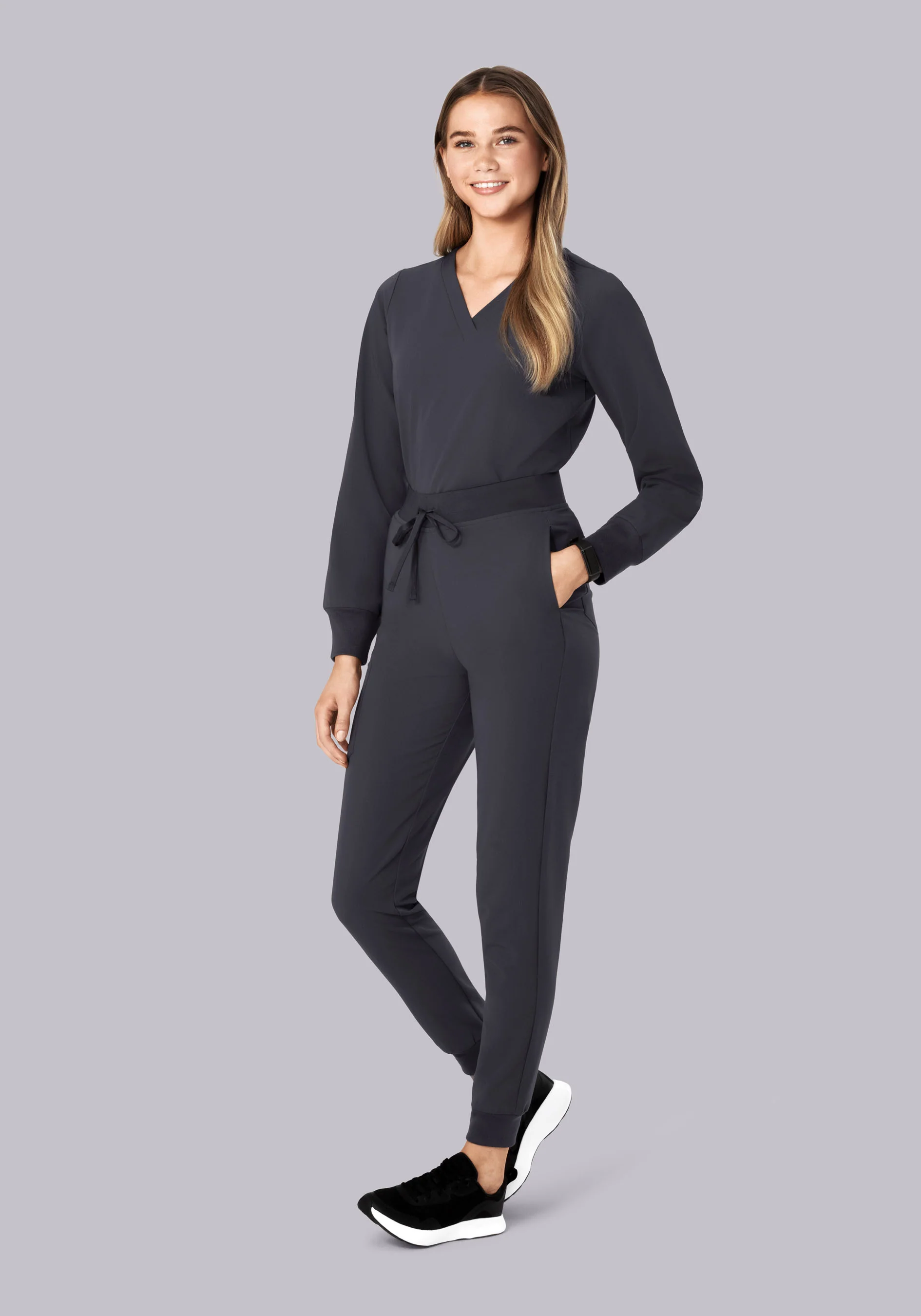 Long Sleeve 6 Pocket Top Pewter - Image 3
