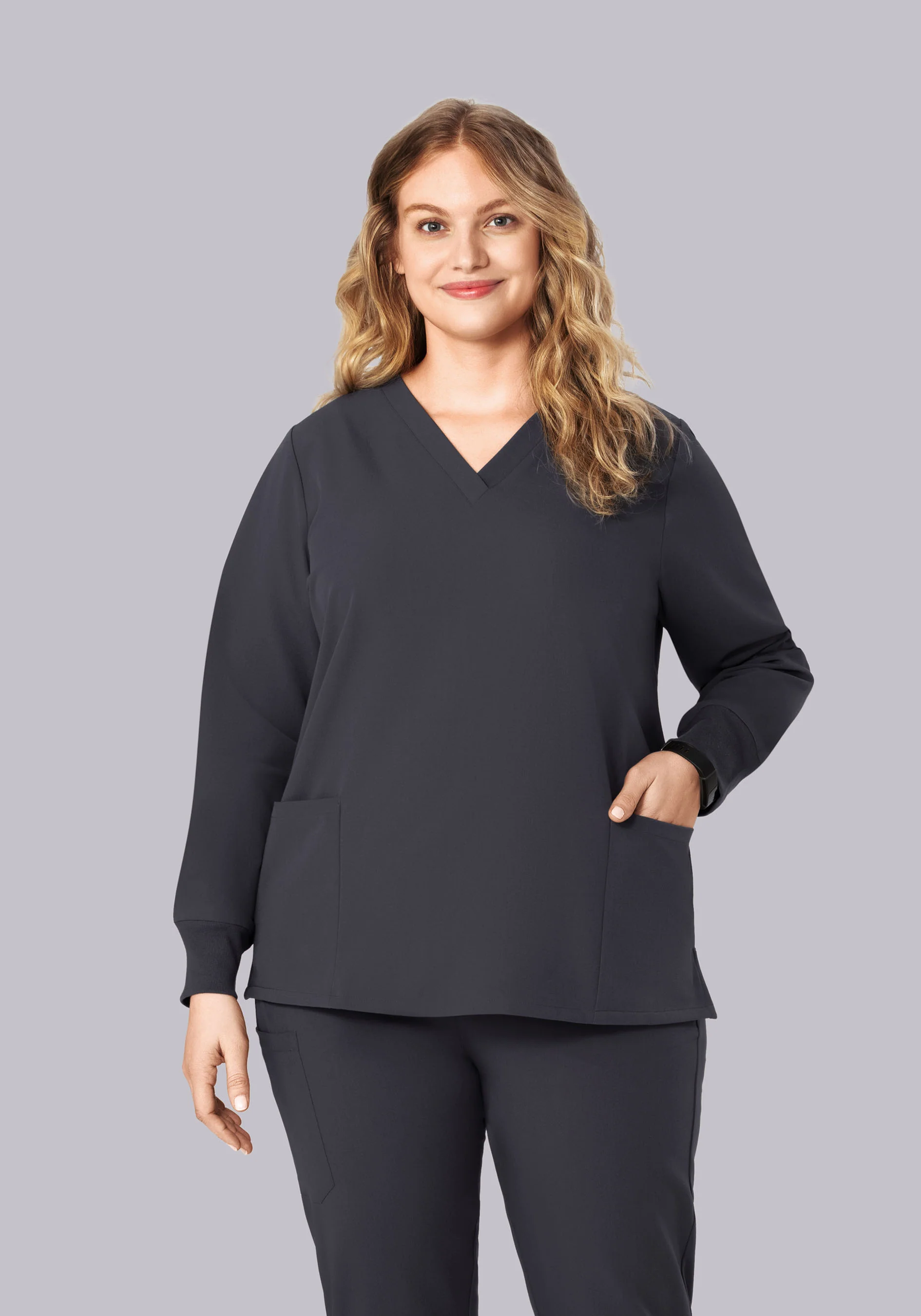 Long Sleeve 6 Pocket Top Pewter - Image 5